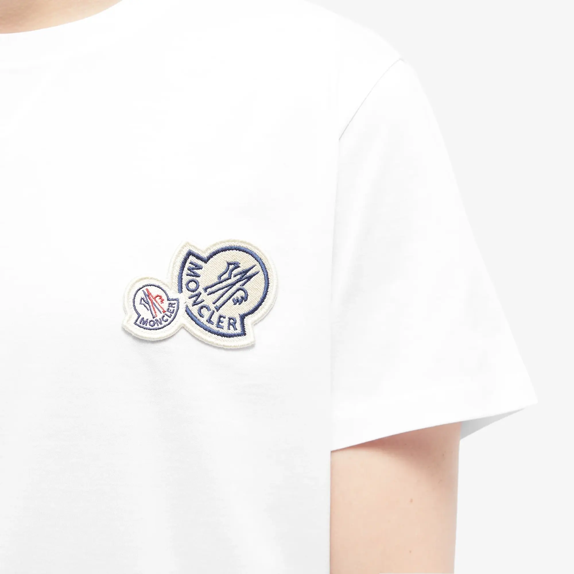 Moncler Men s Multi Logo T Shirt White 8C000 8390Y 48 001 FOOTY.COM