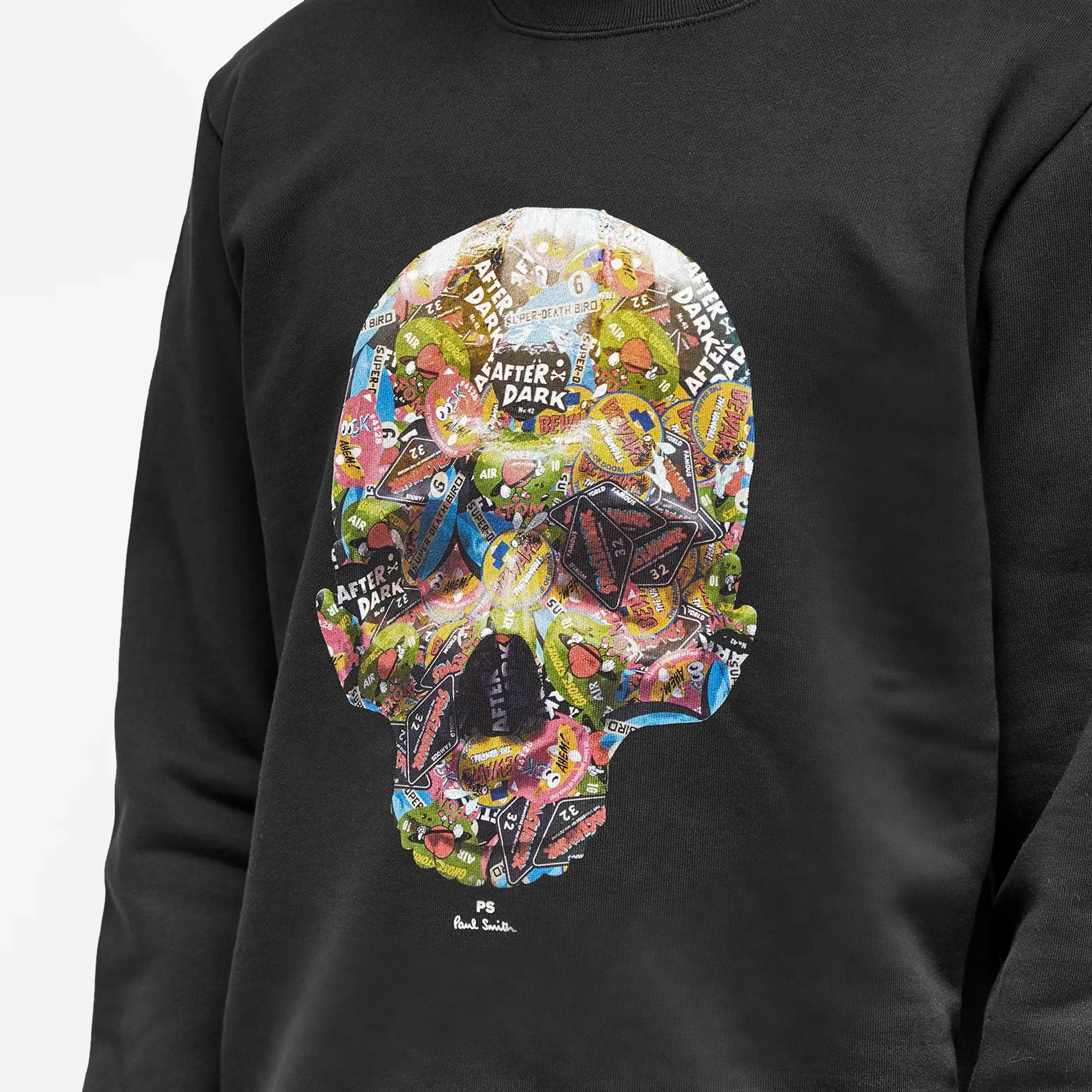 Paul Smith Men's Sticker Skull Crew Sweat Black