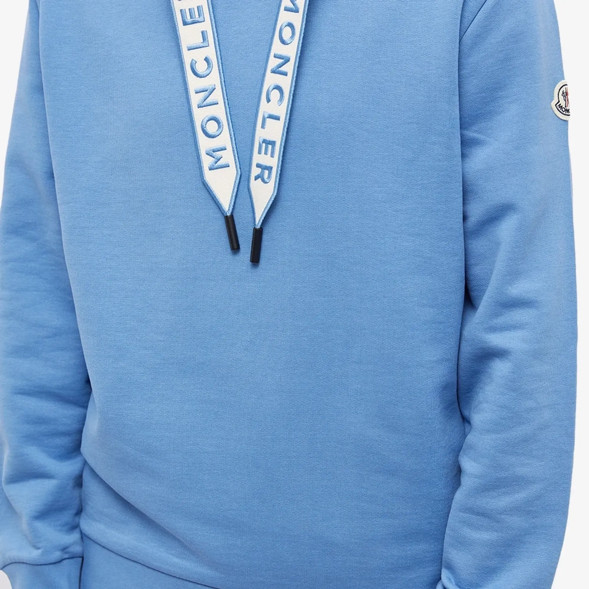 Moncler Men's Drawstring Logo Popover Hoodie Blue | 8G000-23-809KR