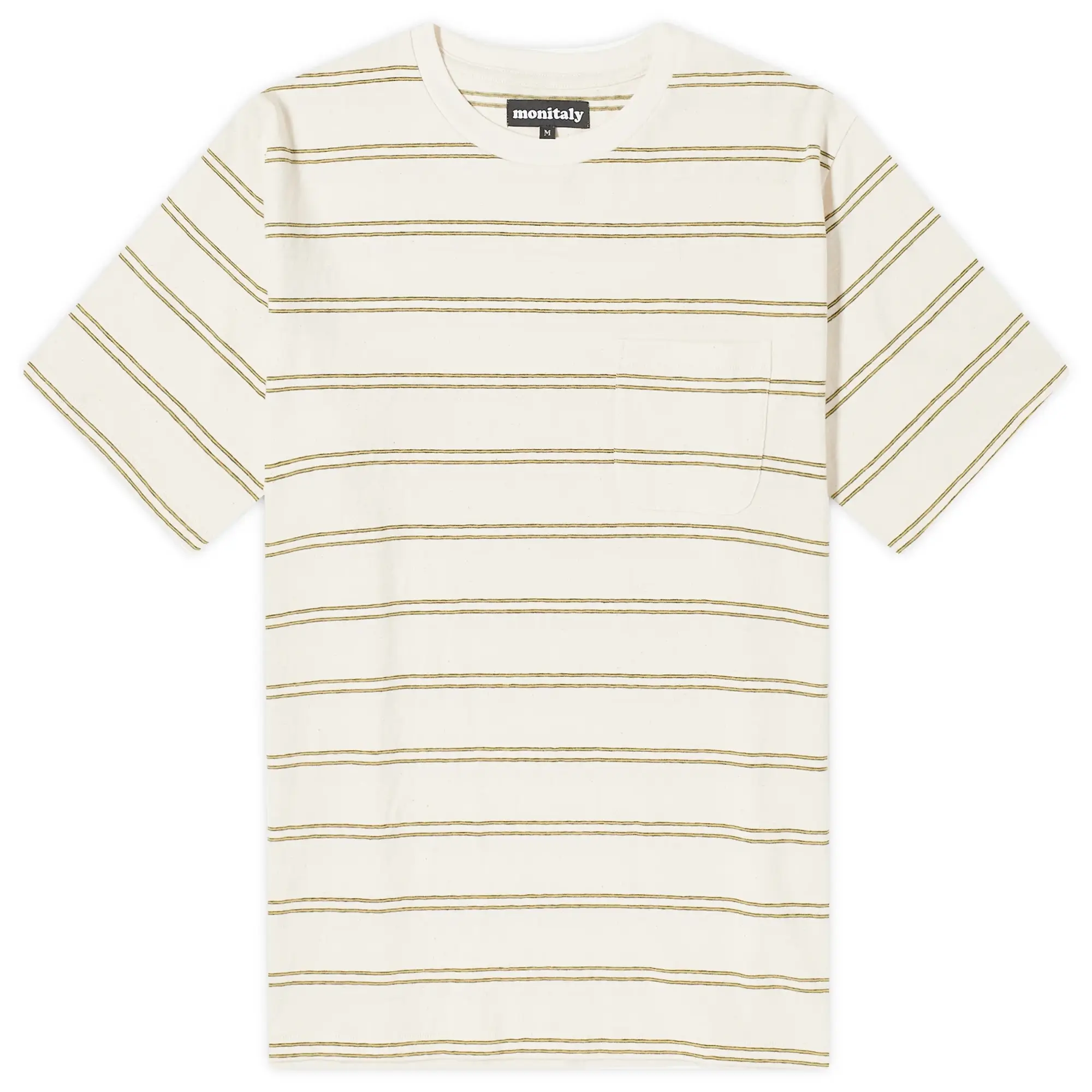 Monitaly Men's Japanese Cotton Stripe T-Shirt Natural Stripe