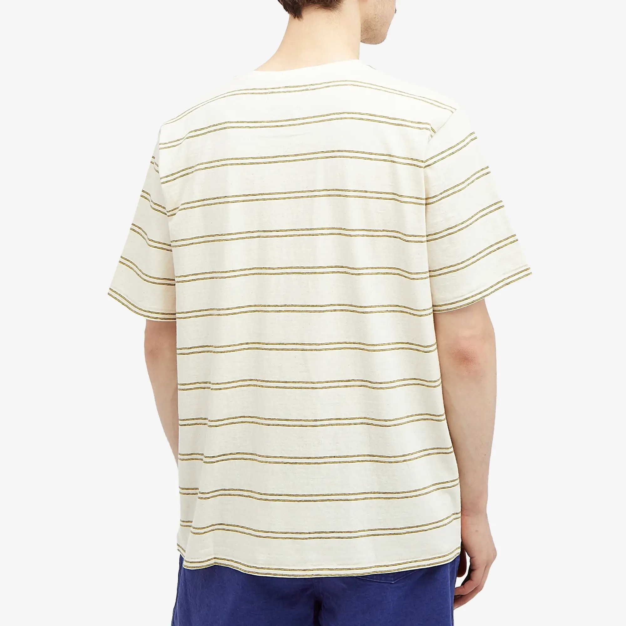 Monitaly Men's Japanese Cotton Stripe T-Shirt Natural Stripe