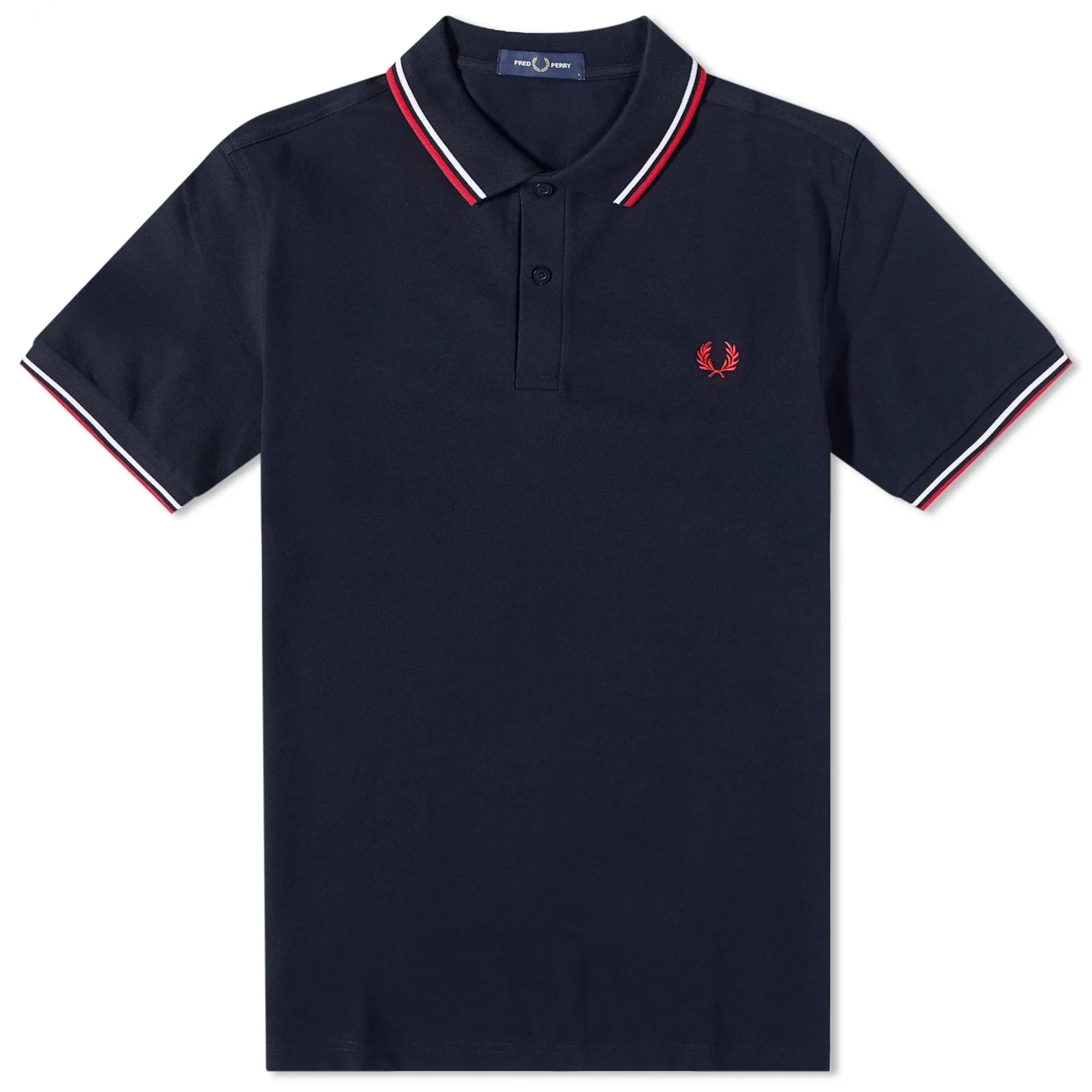 Fred Perry Short Sleeve Polo Shirt, Navy/White/Red