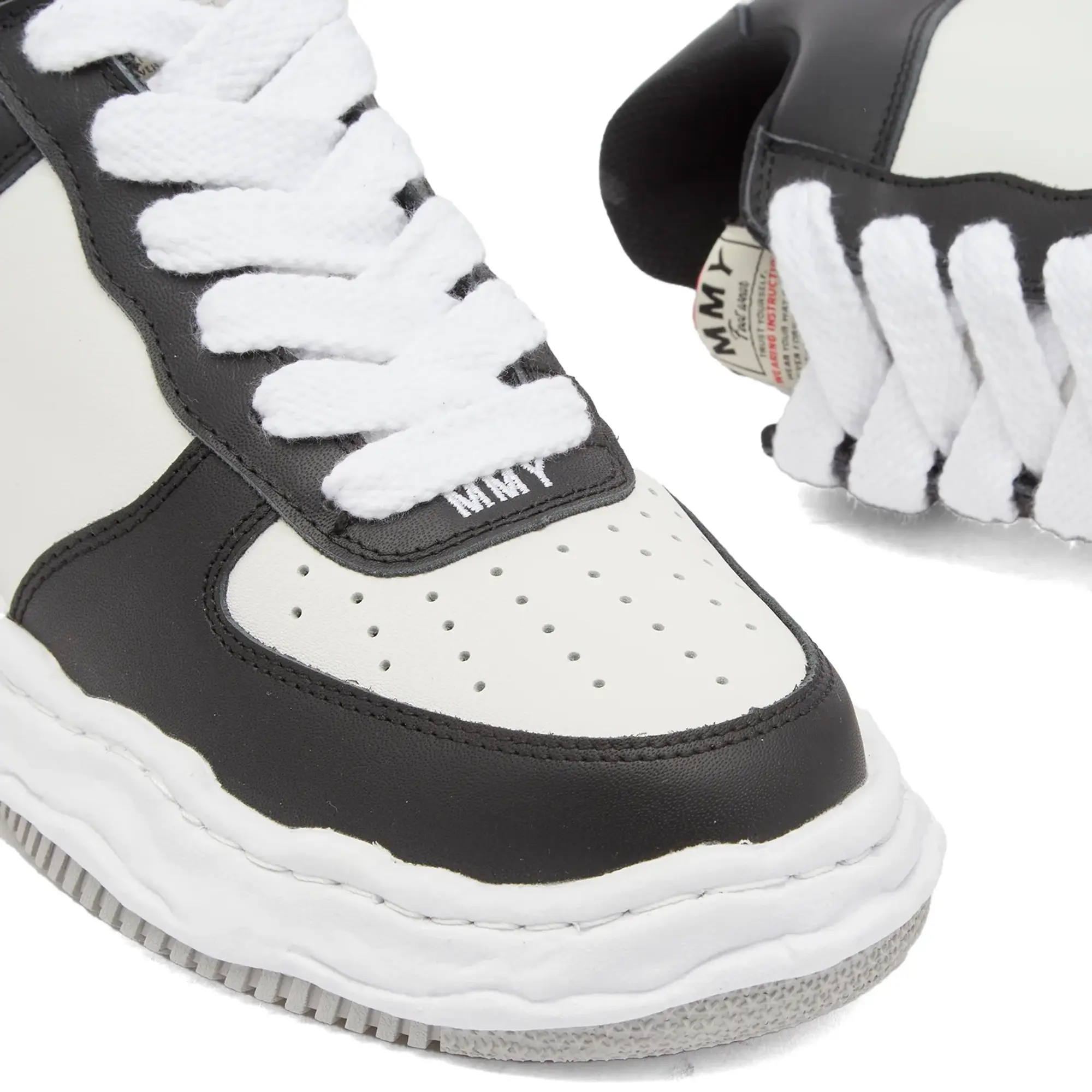Maison MIHARA YASUHIRO Men's Wayne Low Original Sole Leather Sneaker Black/White