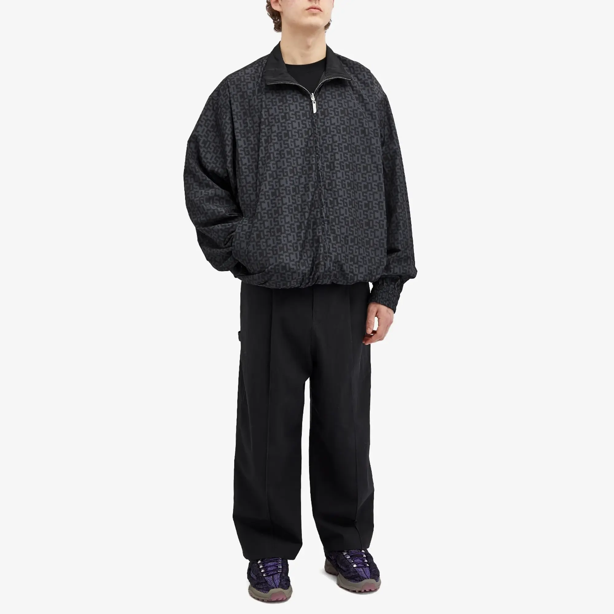 GCDS Men's Reversible Windbreaker Jacket Nero