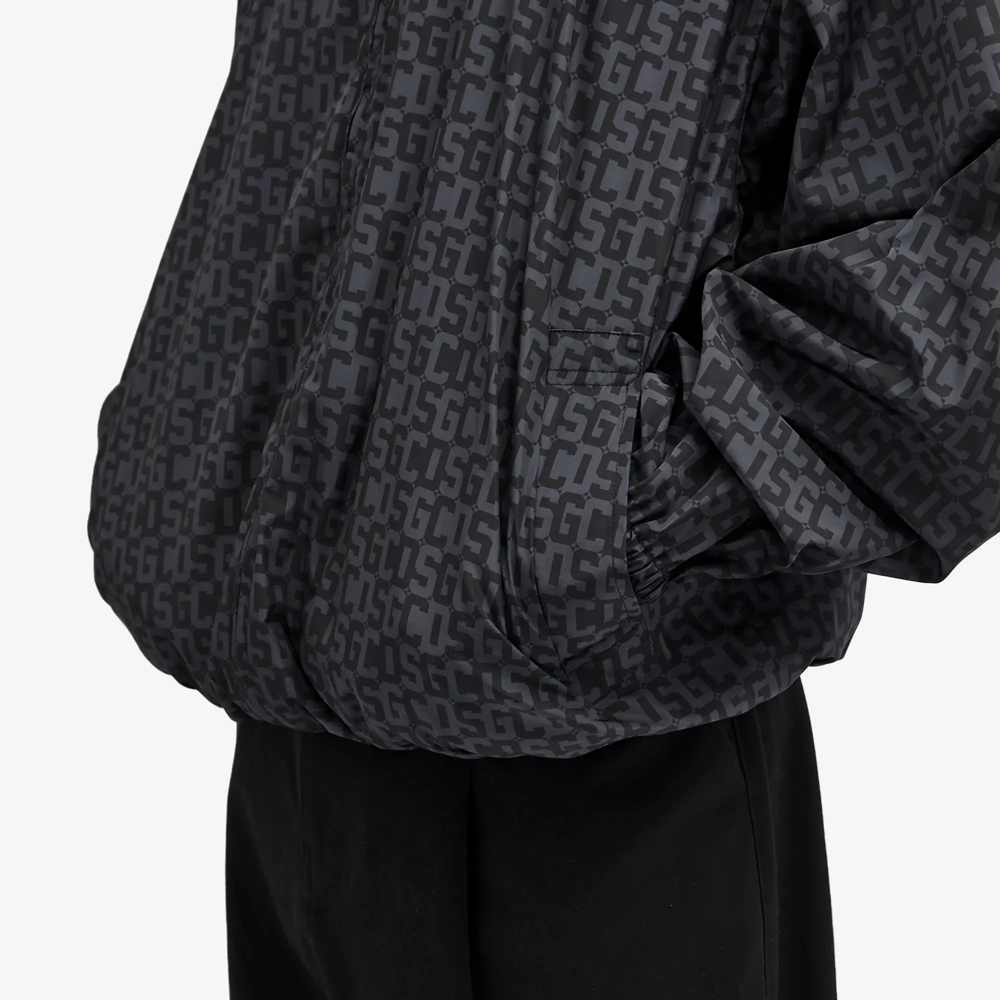 GCDS Men's Reversible Windbreaker Jacket Nero