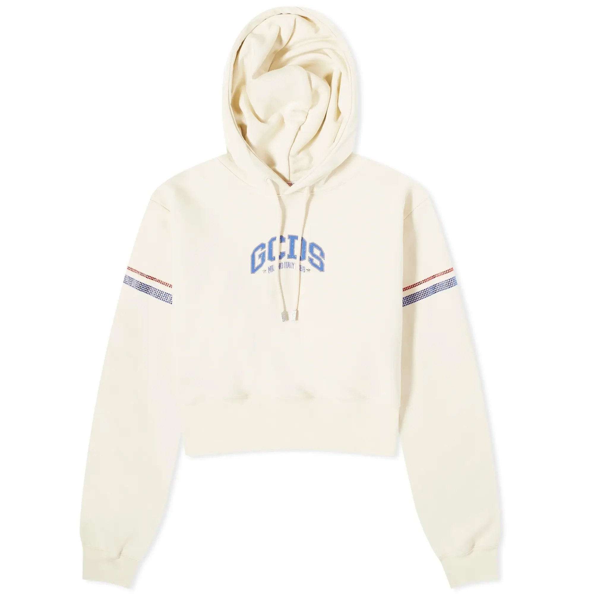 GCDS Women's Logo Cropped Hoodie Off White