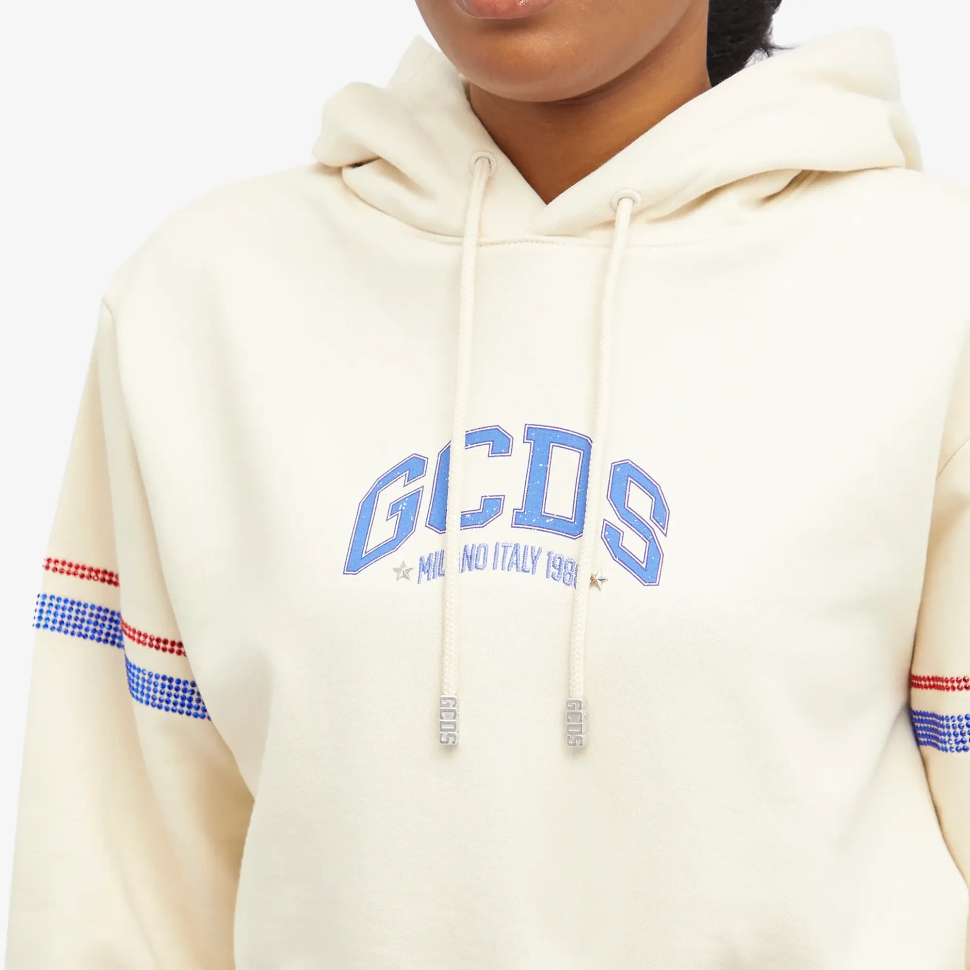 GCDS Women's Logo Cropped Hoodie Off White