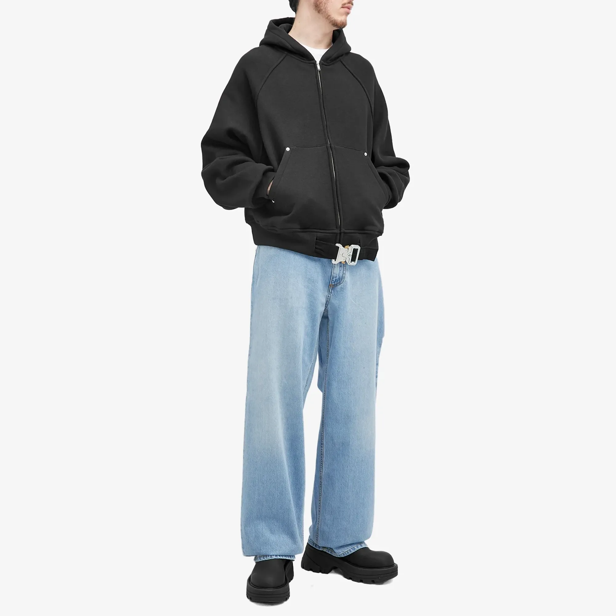 1017 ALYX 9SM Men's Belted Buckle Zip Hoodie Black | AAMSW0227FA01