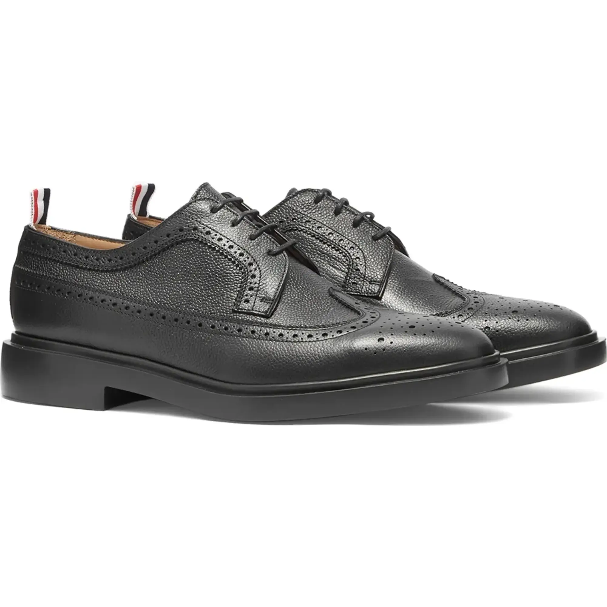 Thom Browne Men's Classic Longwing Brogue Black Pebble Grain