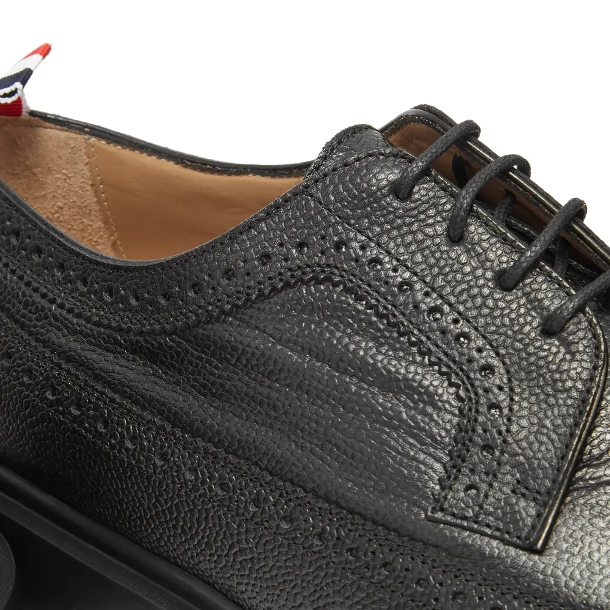 Thom Browne Men's Classic Longwing Brogue Black Pebble Grain