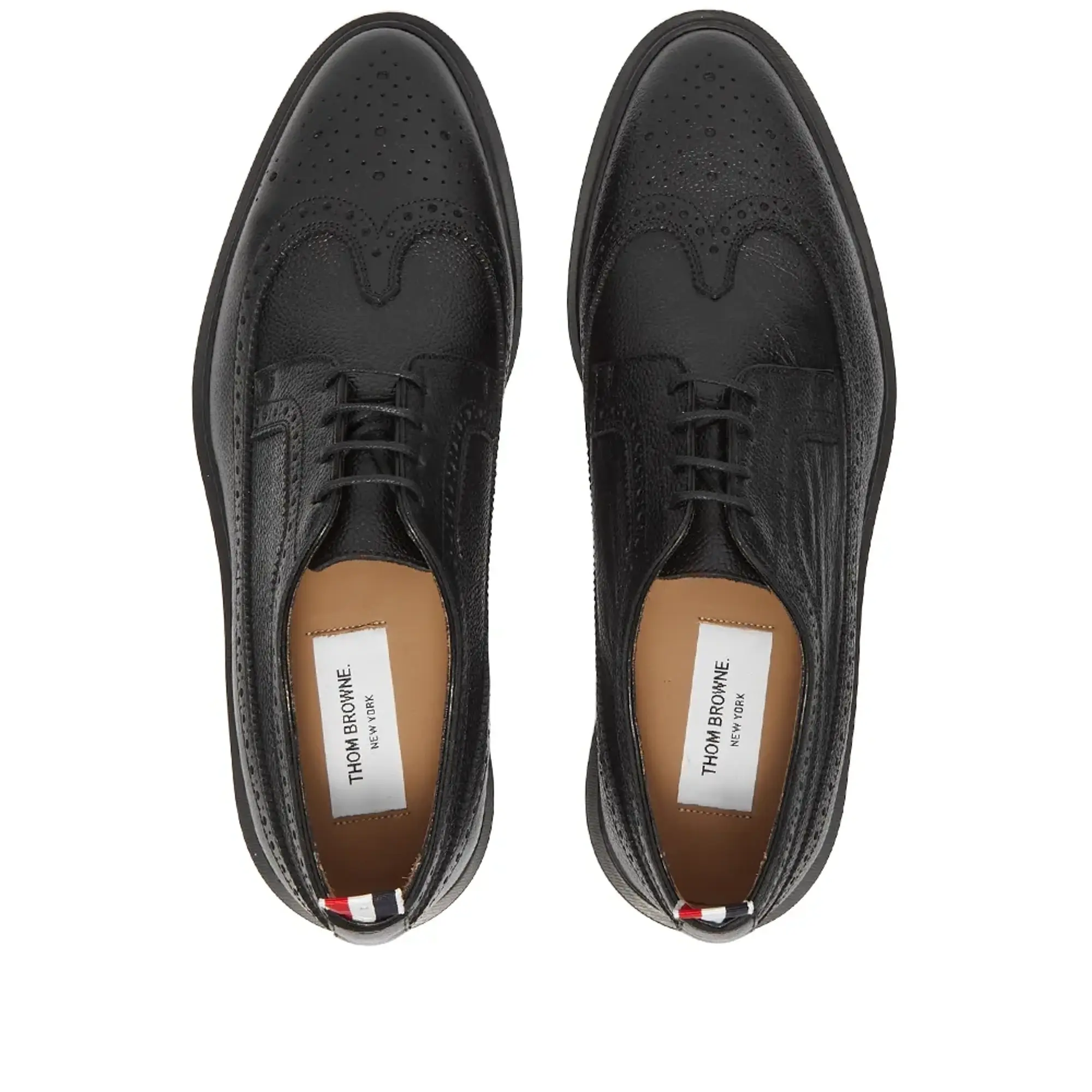 Thom Browne Men's Classic Longwing Brogue Black Pebble Grain