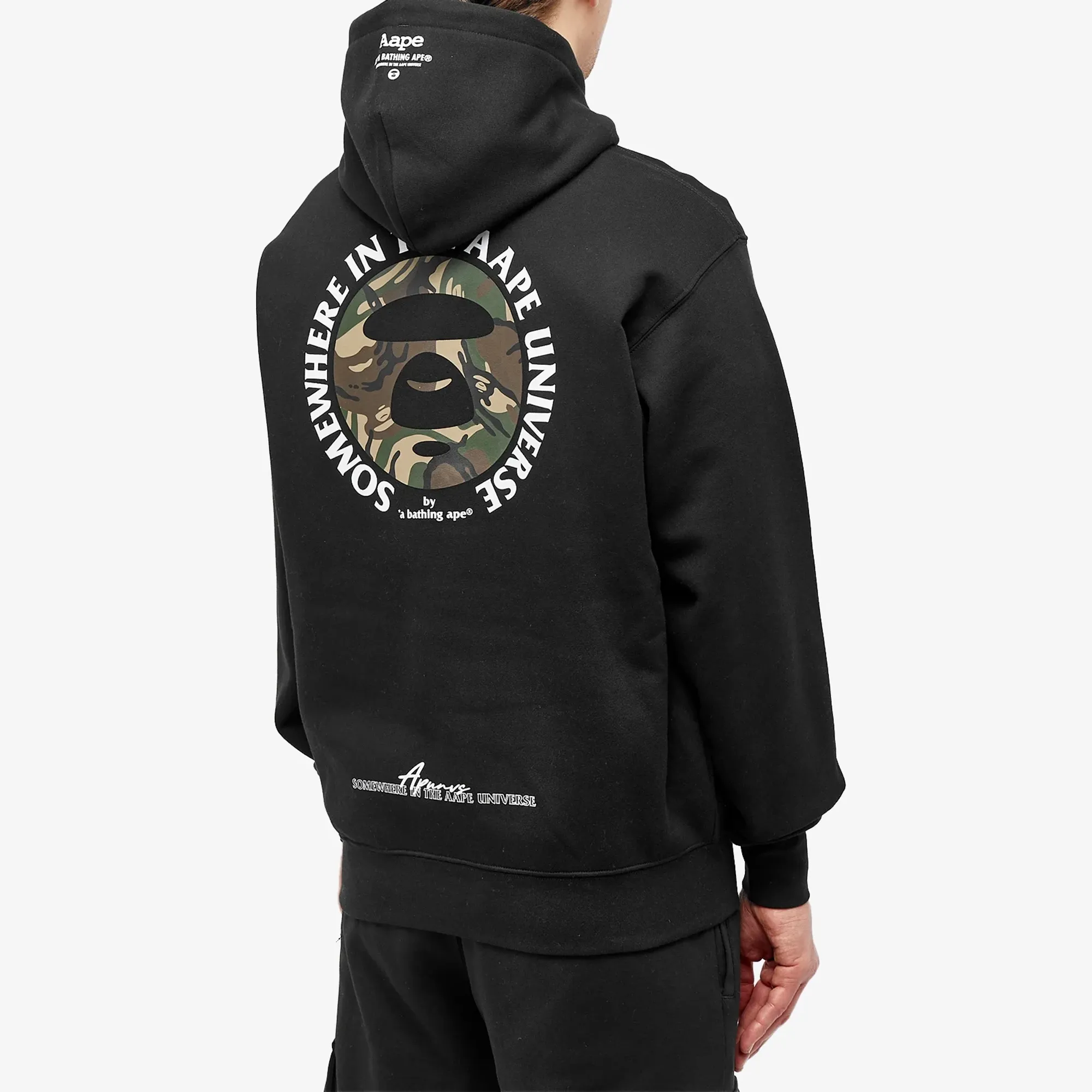 A Bathing Ape AAPE Back Moonface Grz Camo Hoodie Black