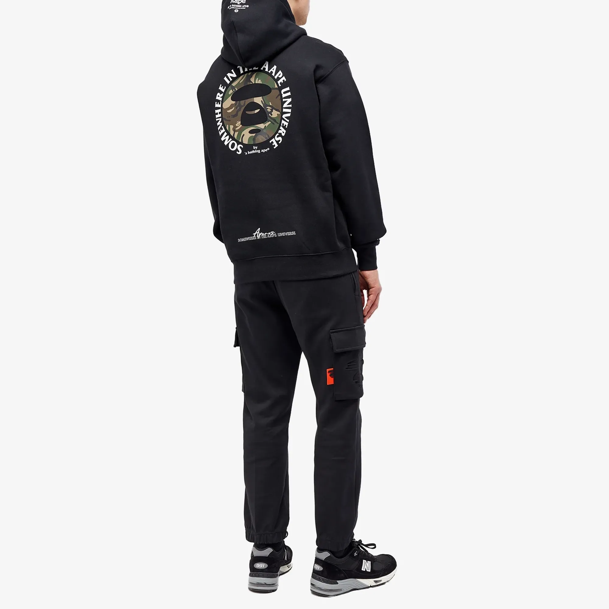 A Bathing Ape AAPE Back Moonface Grz Camo Hoodie Black
