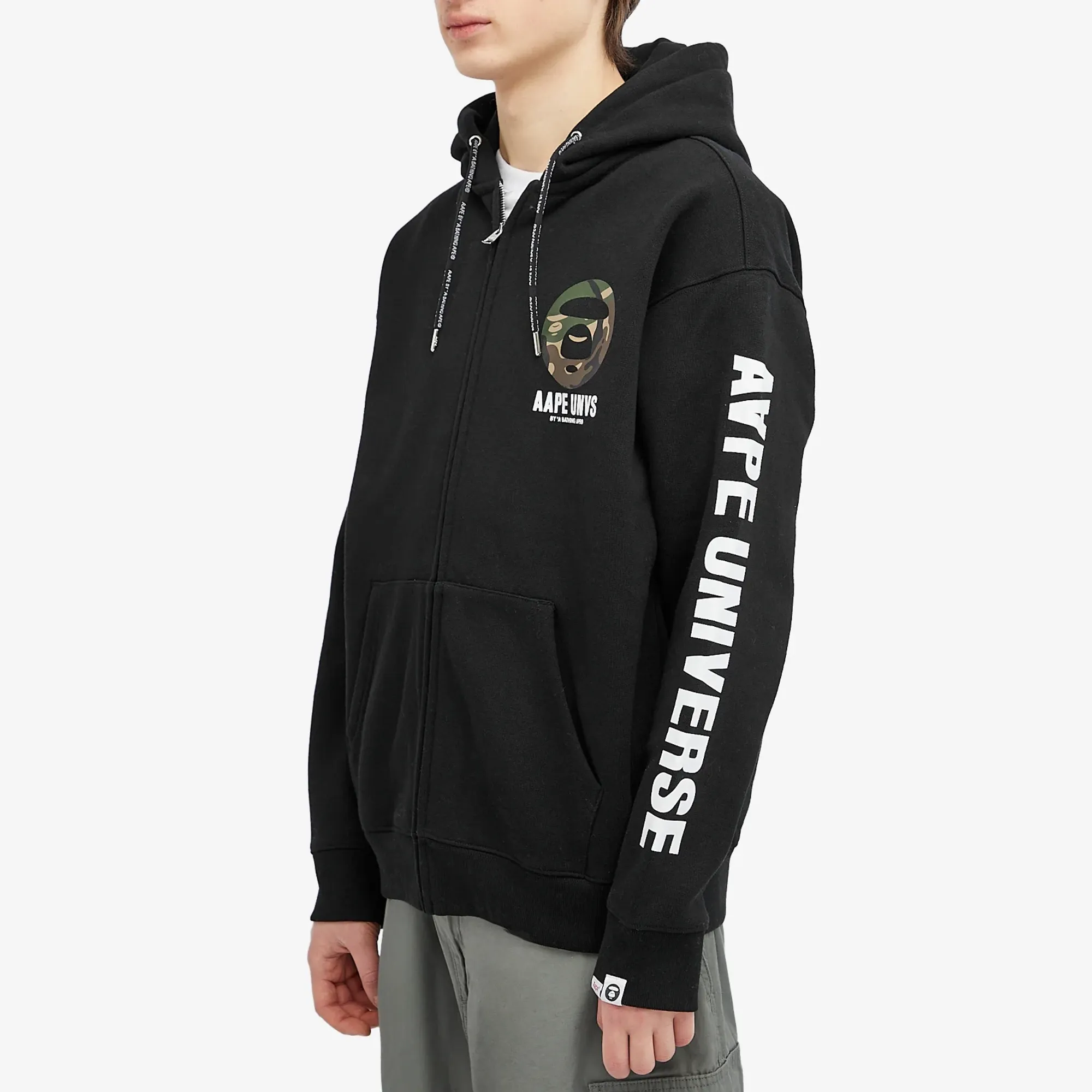 A Bathing Ape AAPE Back X-Bone Zip Hoodie Black | AAPSWMA330XXL