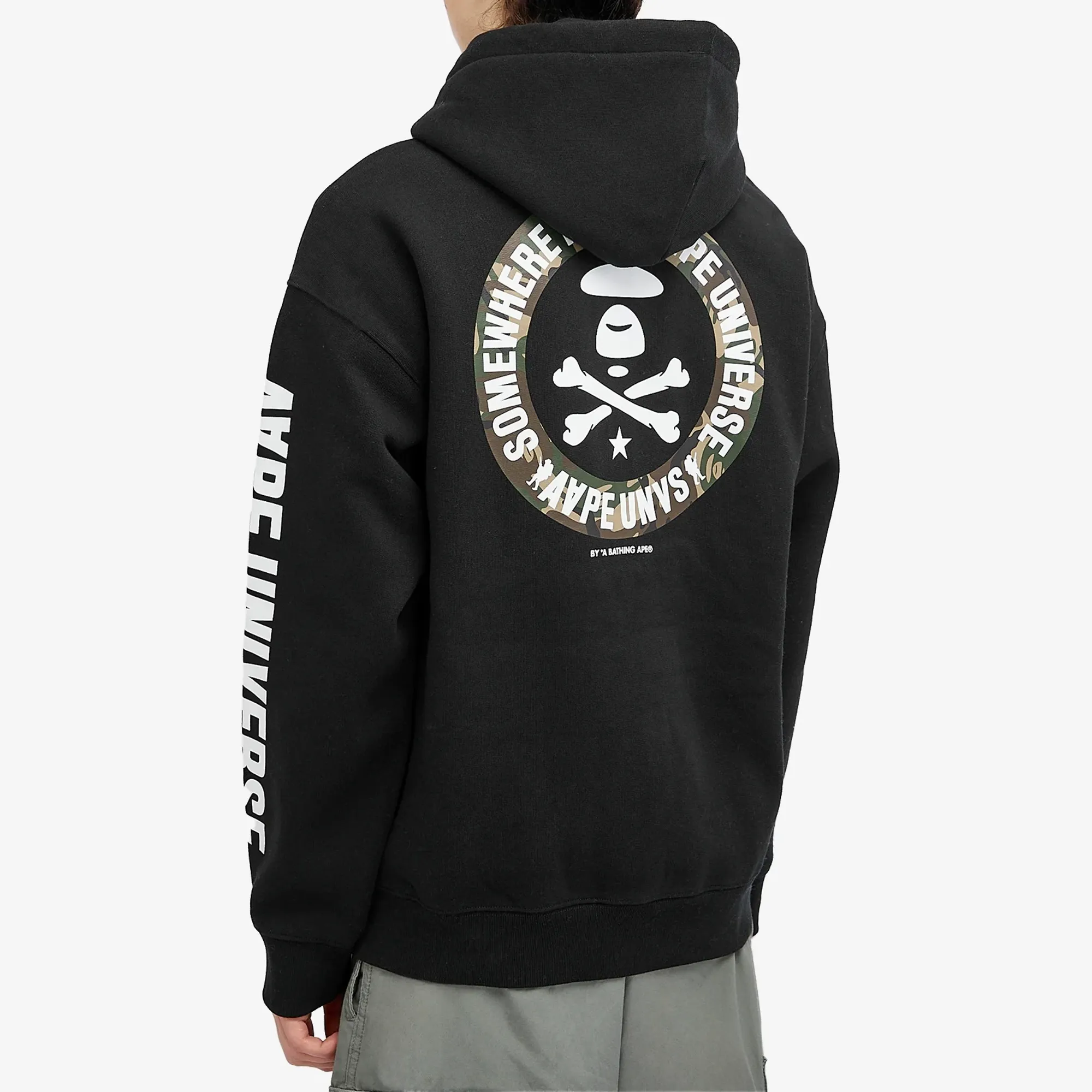 A Bathing Ape AAPE Back X-Bone Zip Hoodie Black | AAPSWMA330XXL