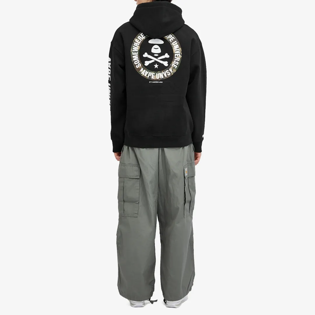 A Bathing Ape AAPE Back X-Bone Zip Hoodie Black | AAPSWMA330XXL