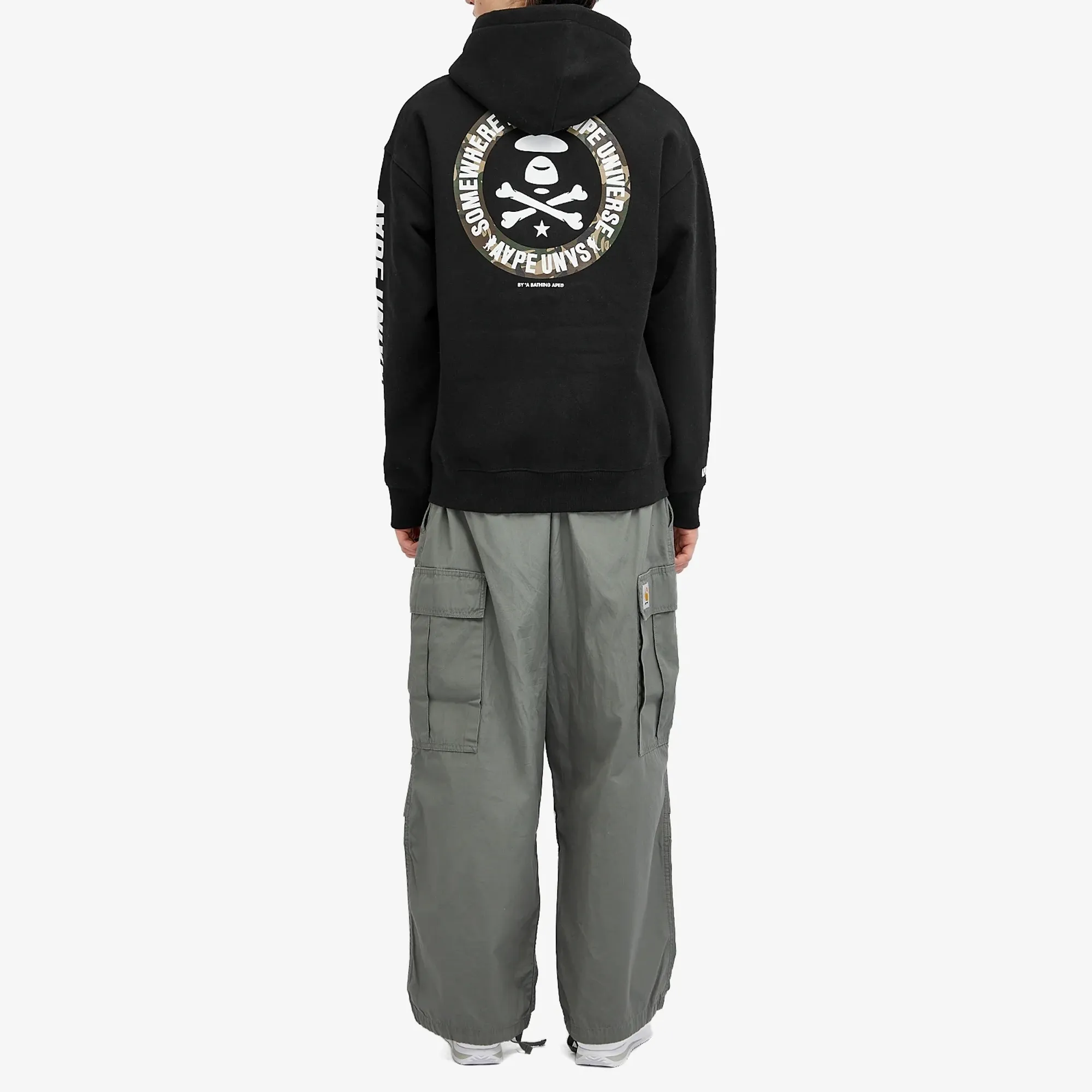 A Bathing Ape AAPE Back X-Bone Zip Hoodie Black | AAPSWMA330XXL