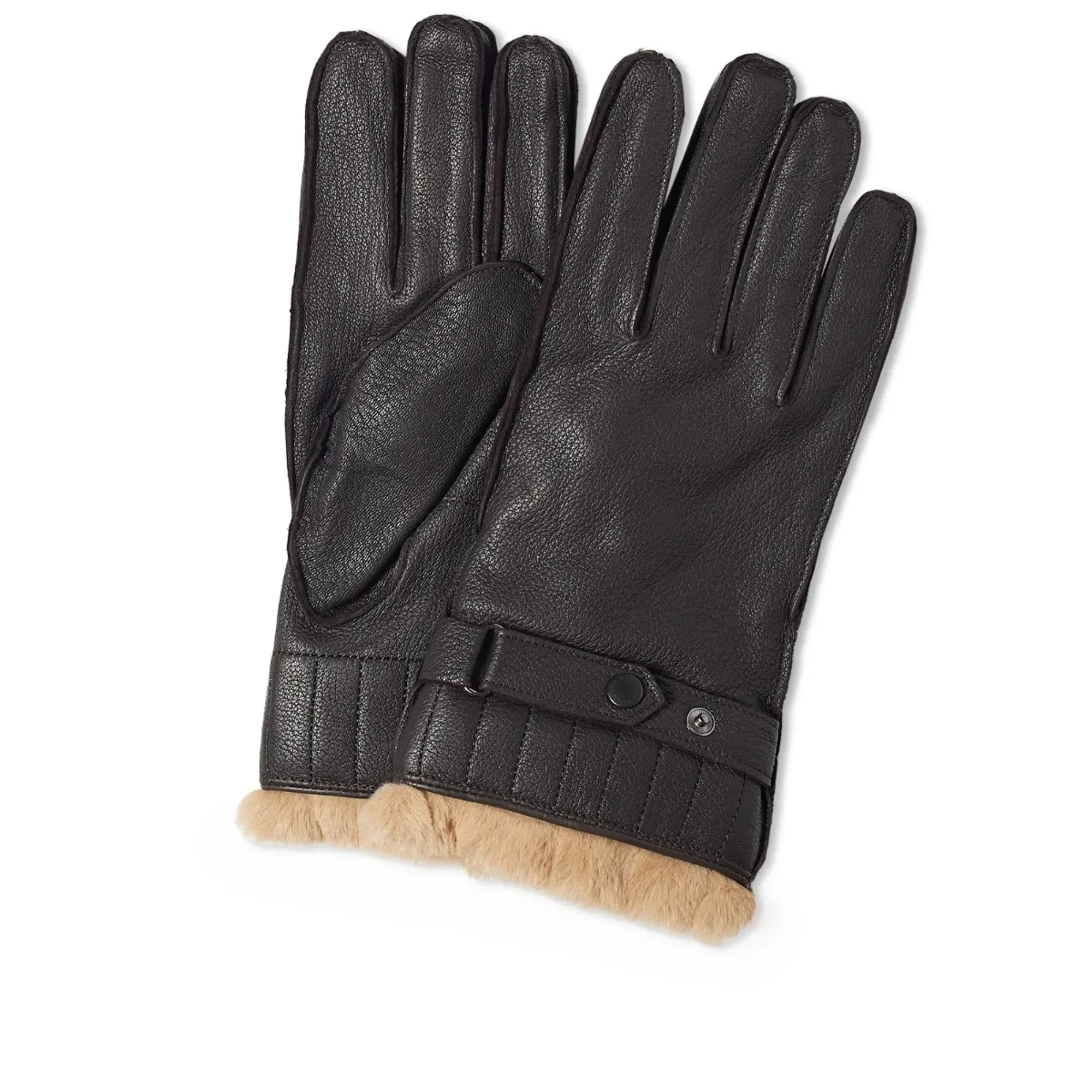 Barbour Utility Leather Gloves, Dark Brown