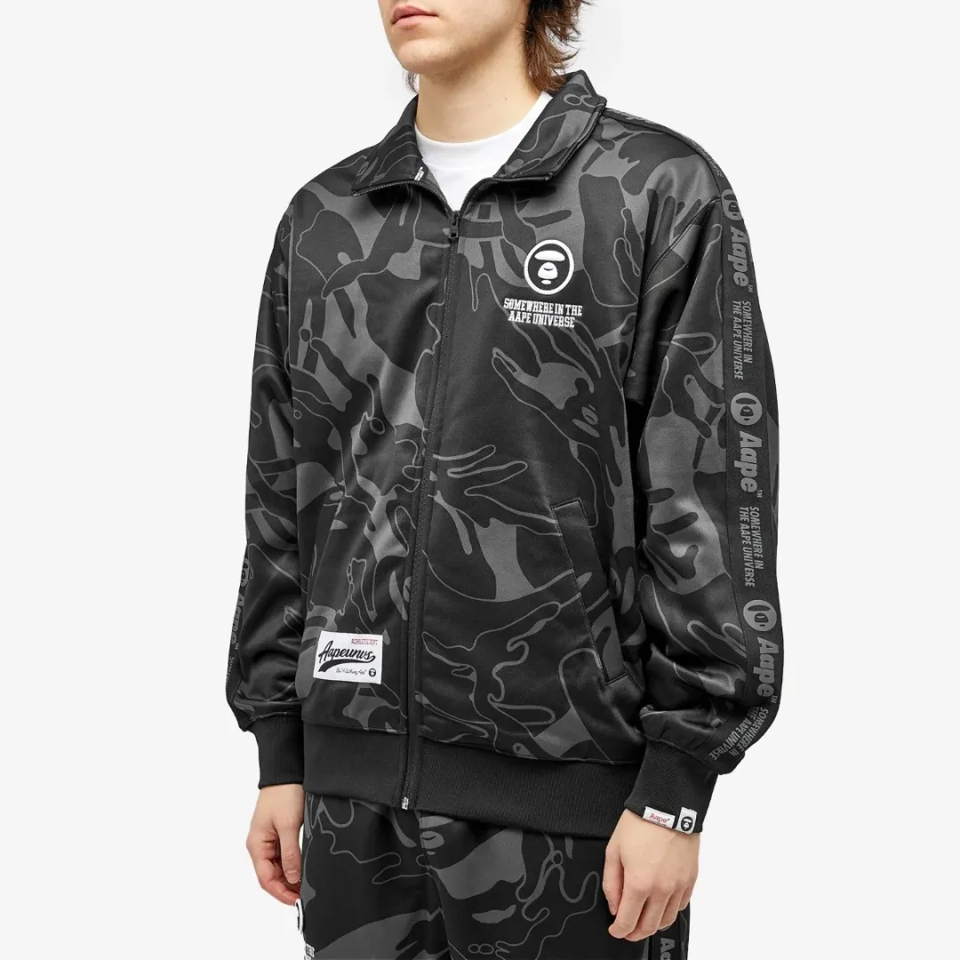 A Bathing Ape AAPE Camo College Track Jacket Black (Multi