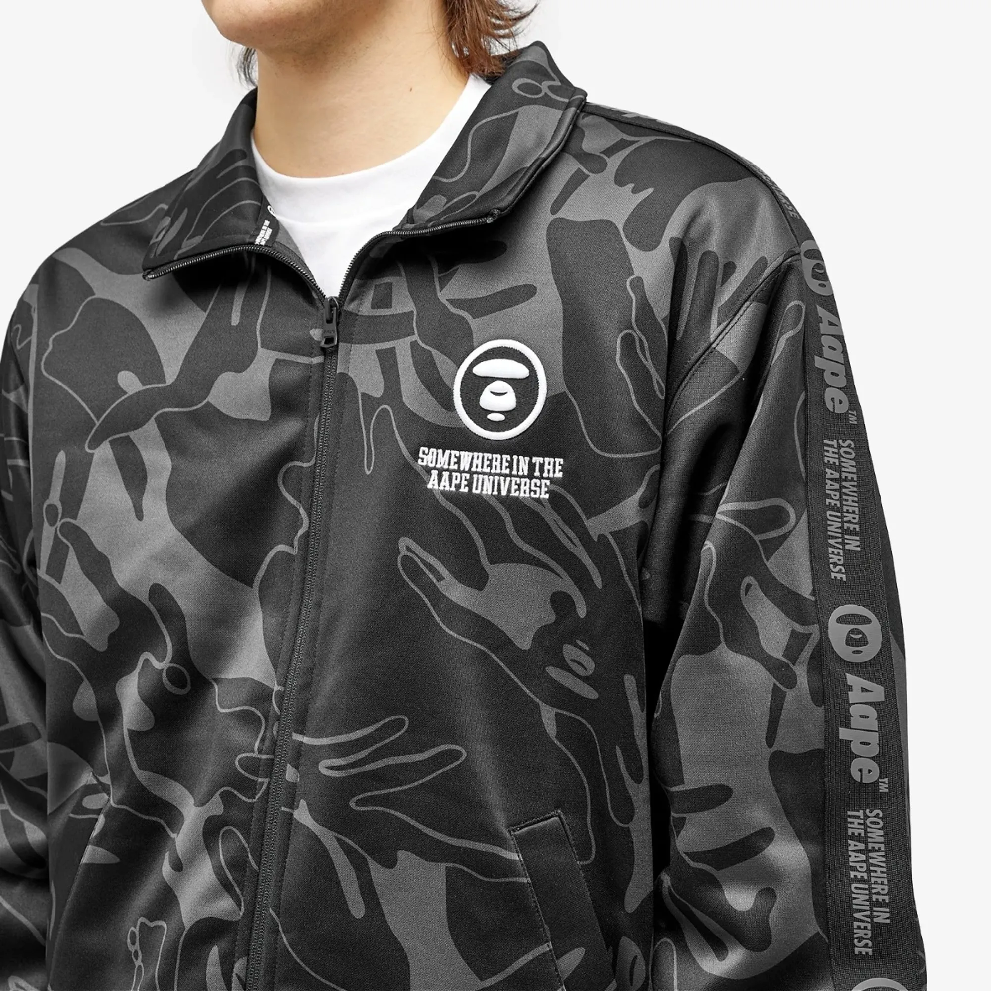 A Bathing Ape AAPE Camo College Track Jacket Black (Multi