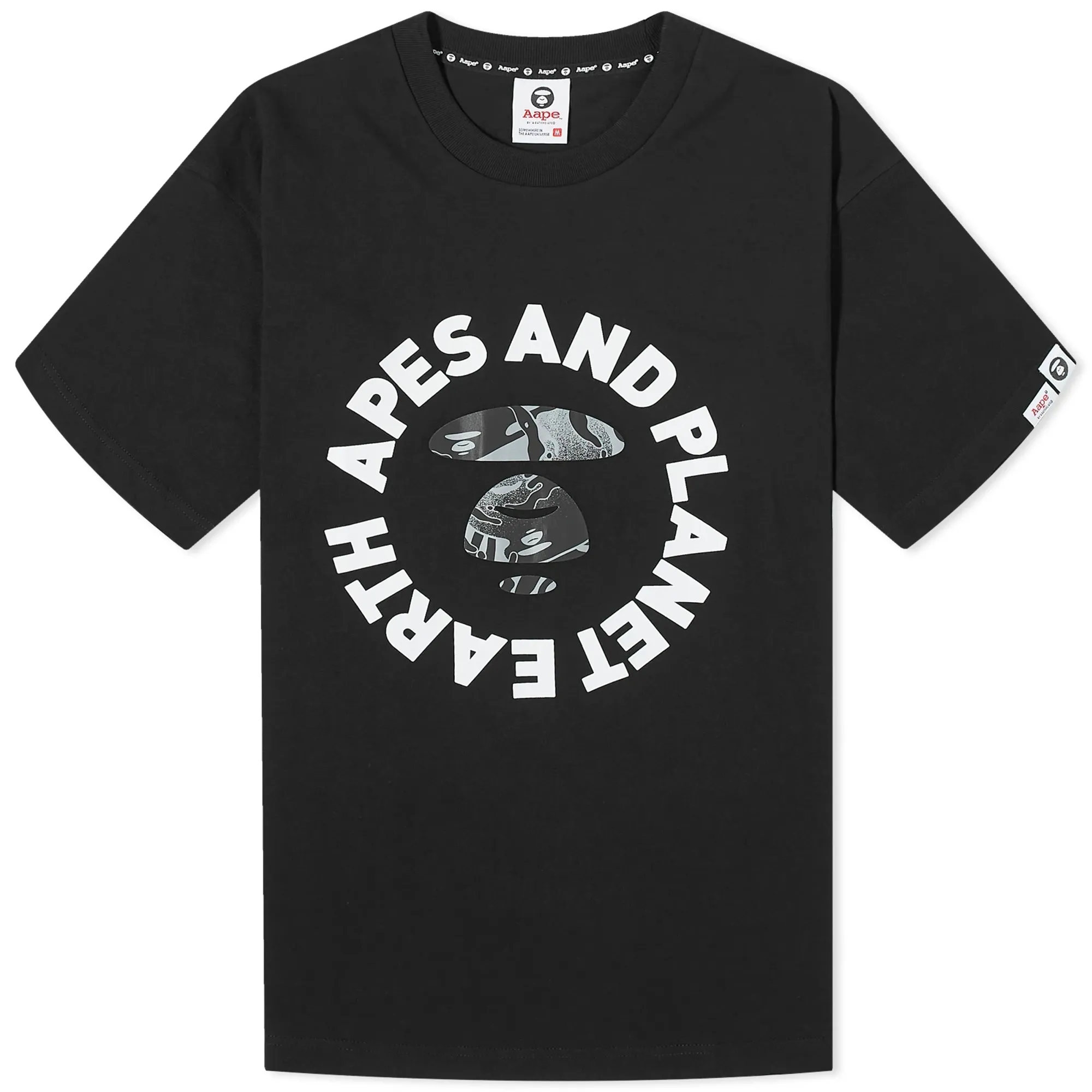 AAPE By A Bathing Ape Planet Earth T-Shirt, Black | AAPTEM1375XXL 