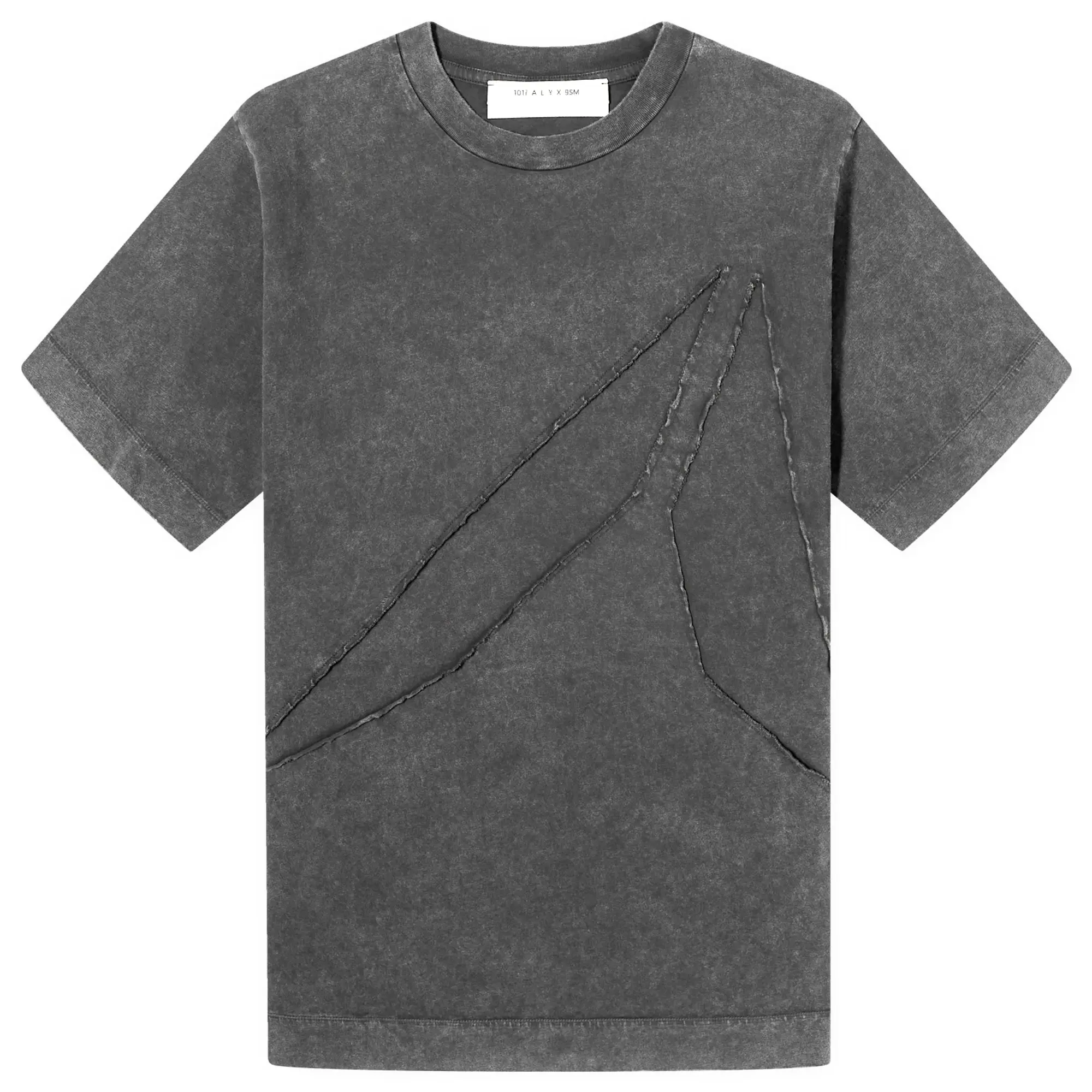1017 ALYX 9SM Men's Intarsia Applique Logo T-Shirt Washed Black
