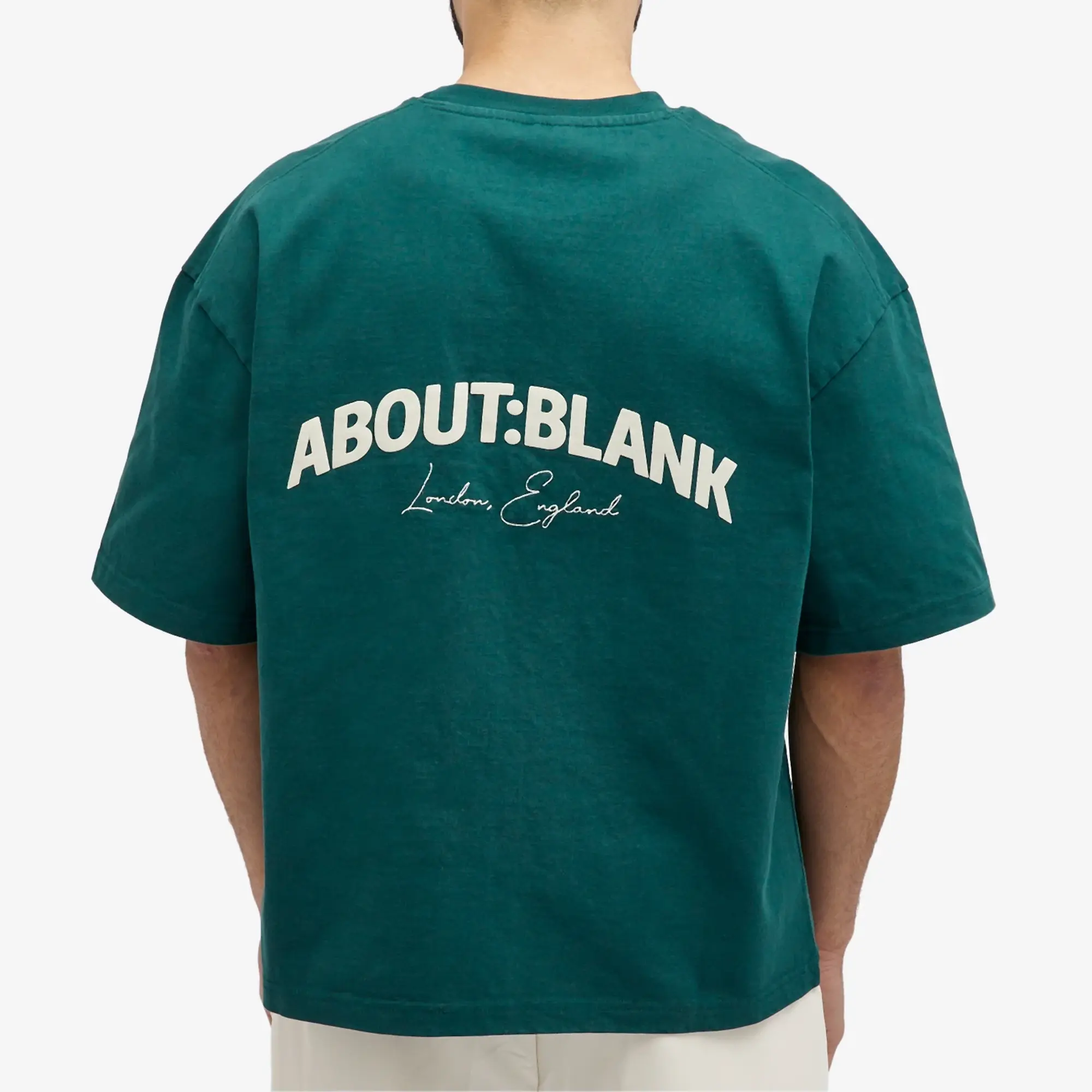 about:blank Men's Arched Logo T-Shirt Epsom Green/Ecru