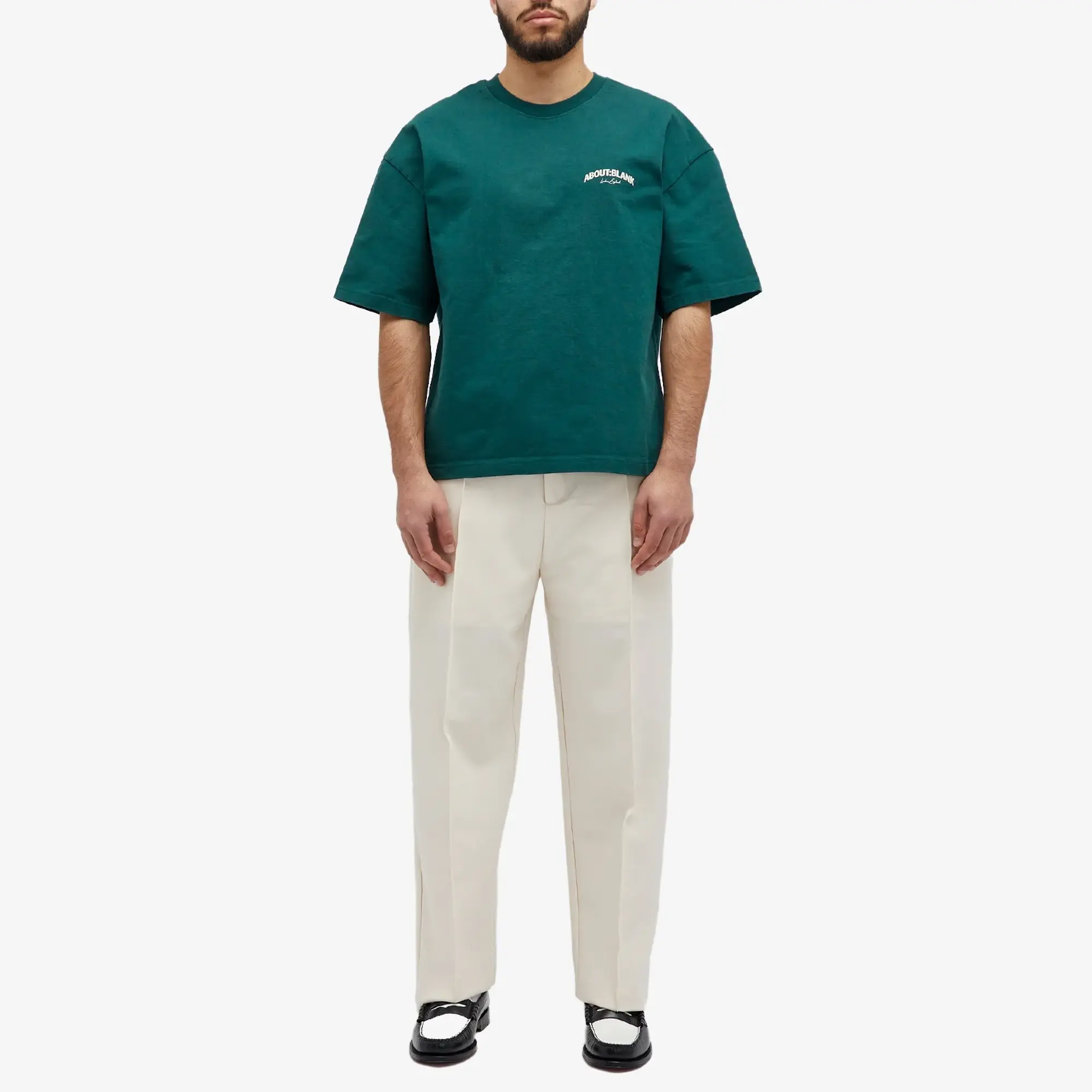 about:blank Men's Arched Logo T-Shirt Epsom Green/Ecru