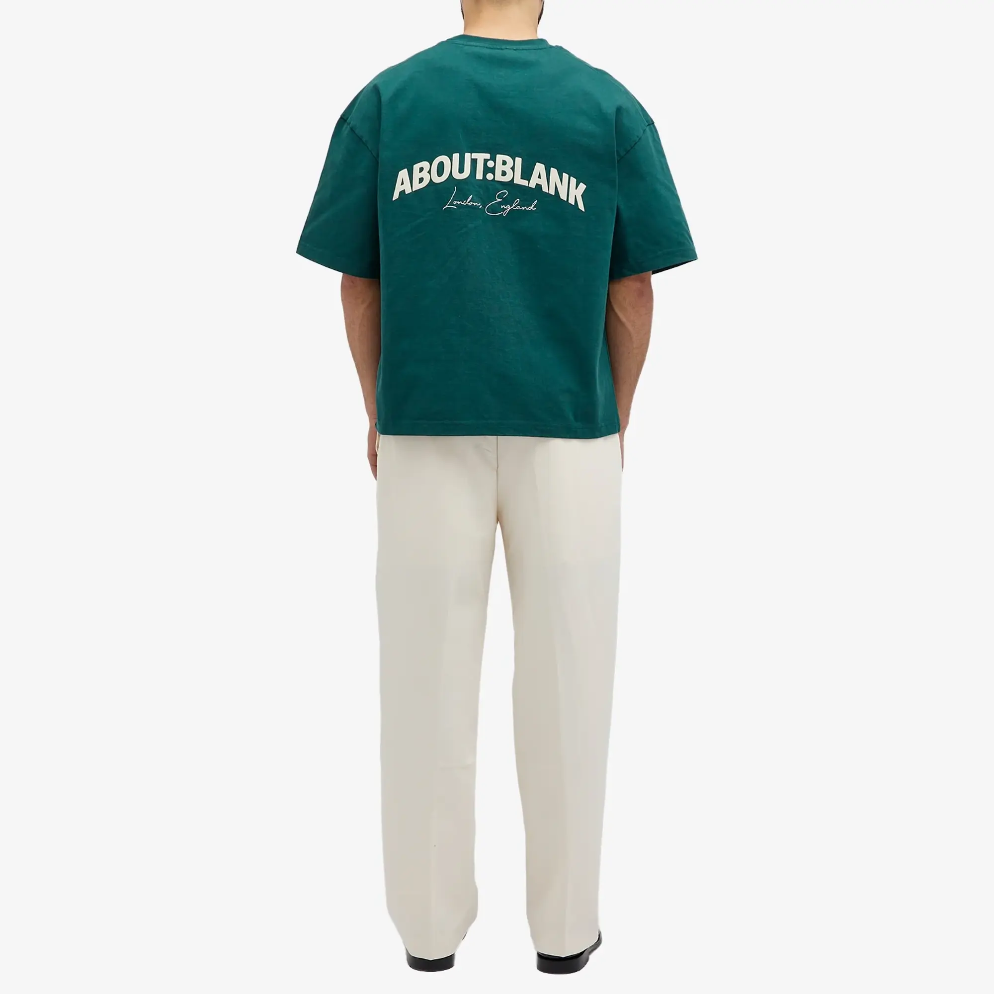 about:blank Men's Arched Logo T-Shirt Epsom Green/Ecru