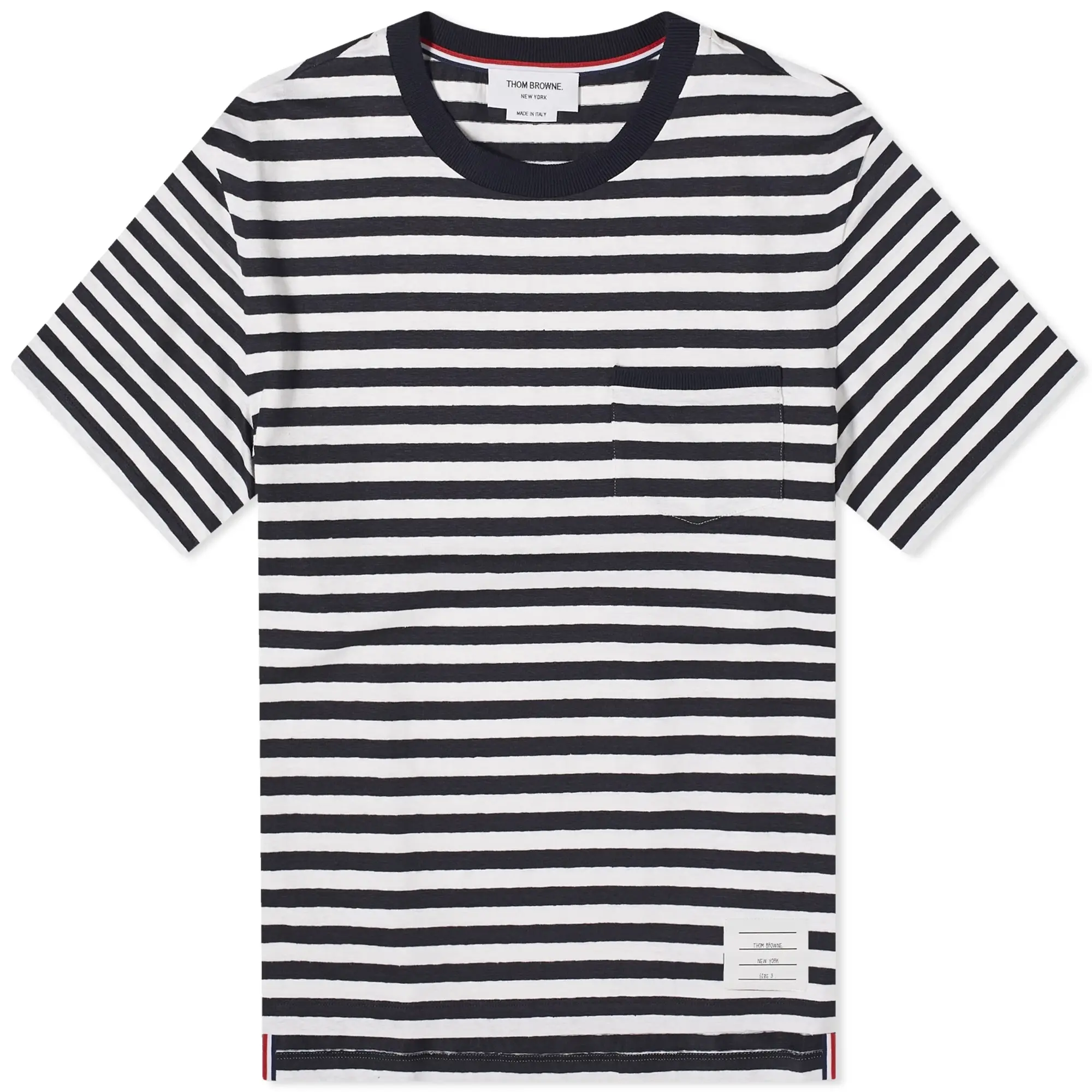 Thom Browne Men's Pocket Stripe T-Shirt Navy