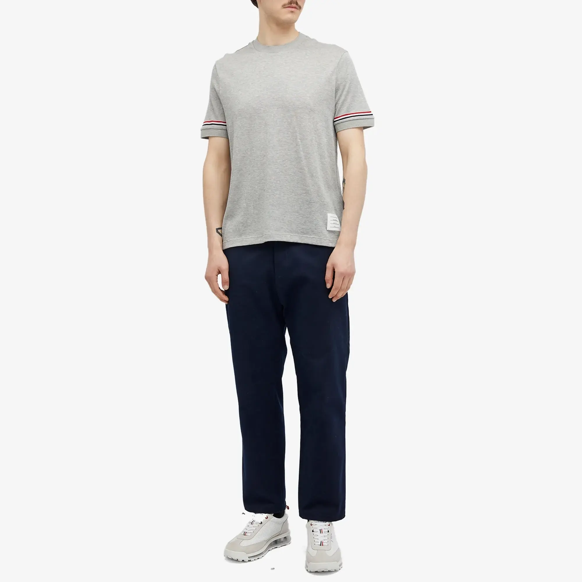 Thom Browne Men's Rib Cuff Trim T-Shirt Medium Grey