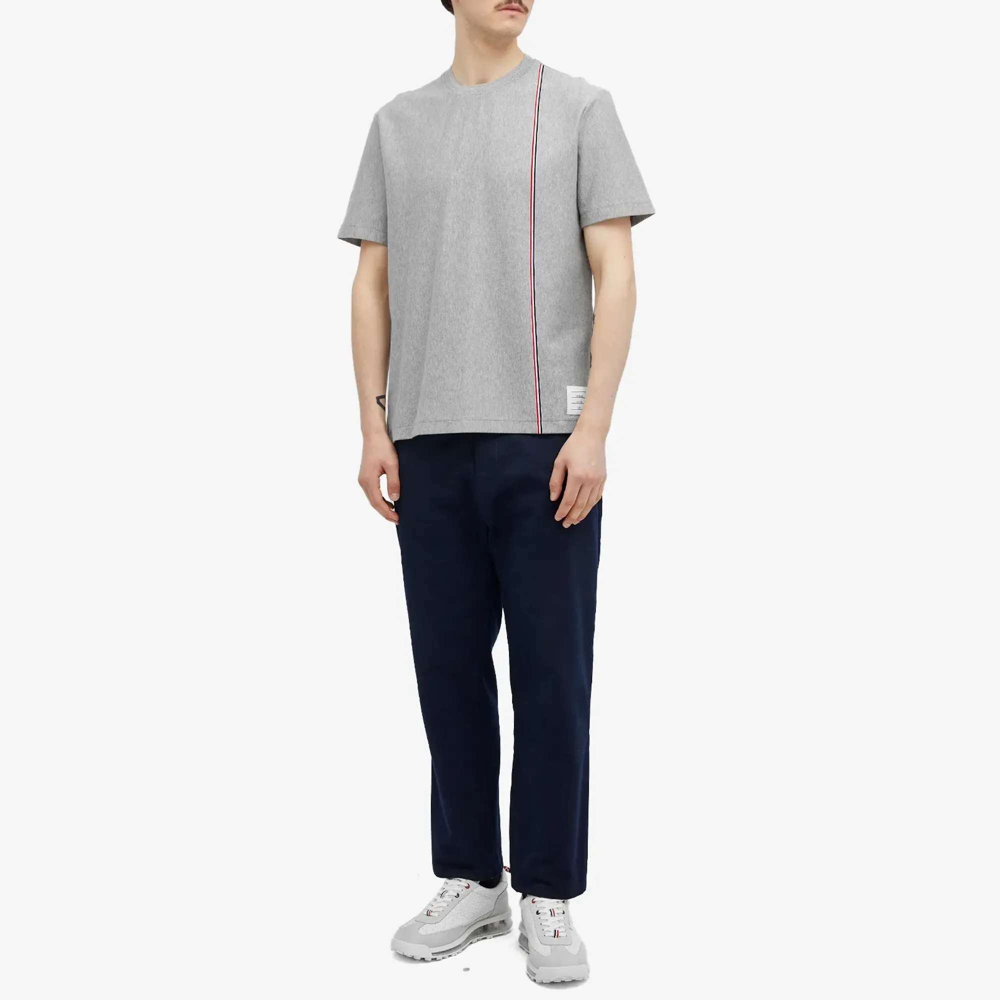 Thom Browne Men's Engineered RWB Stripe T-Shirt Medium Grey