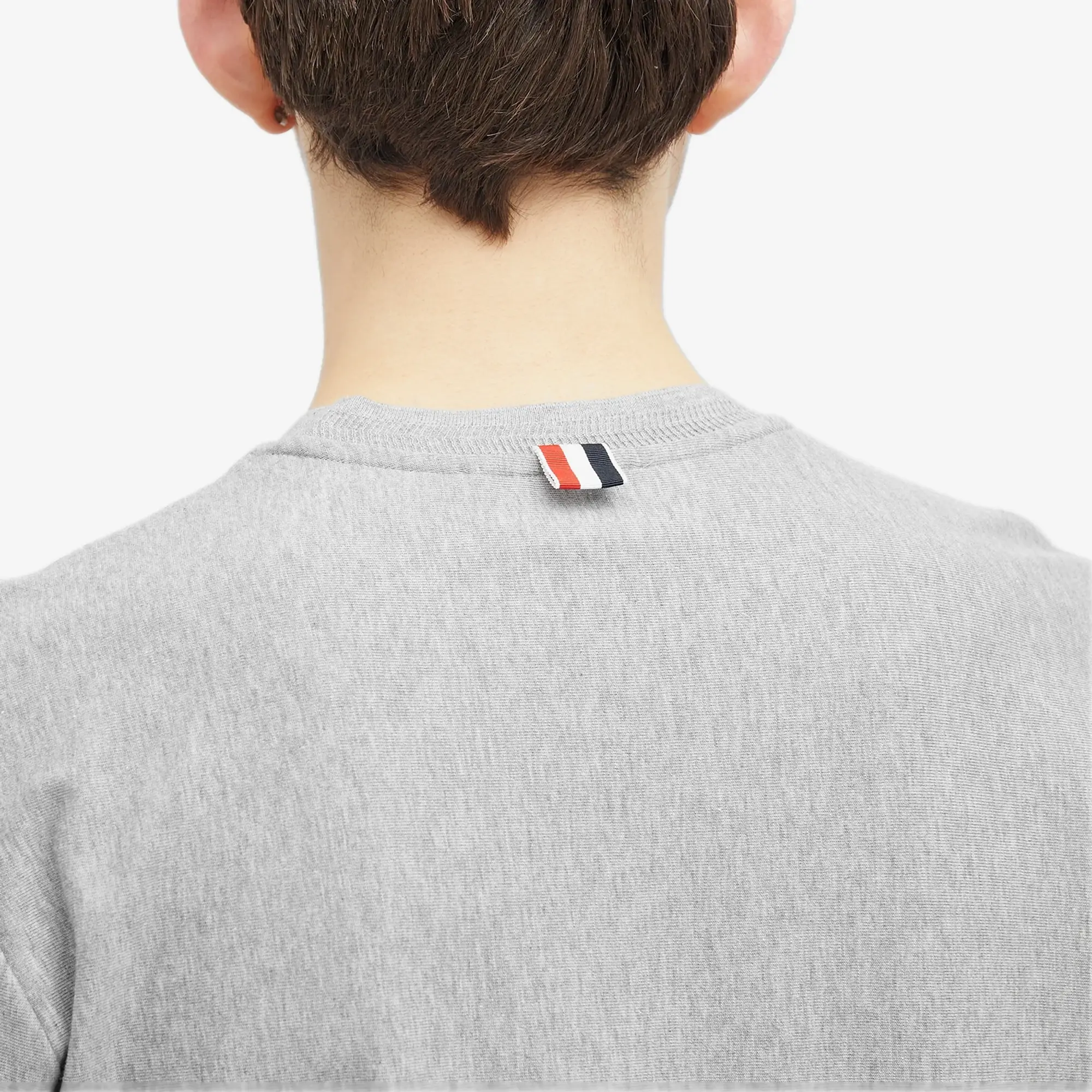 Thom Browne Men's Engineered RWB Stripe T-Shirt Medium Grey