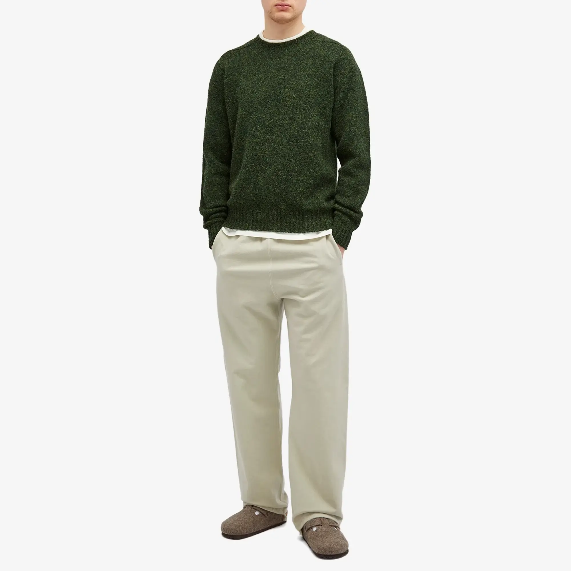 Jamieson's of Shetland Men's Crew Knit Pine