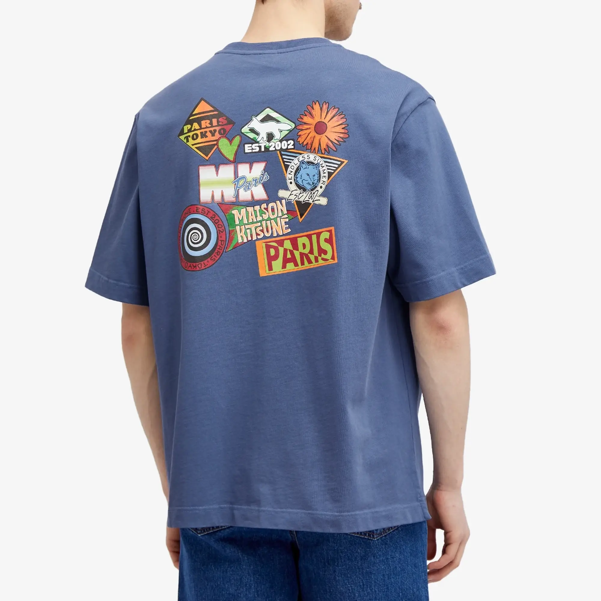 Maison Kitsuné Men's Surf Collage T-Shirt Storm Blue