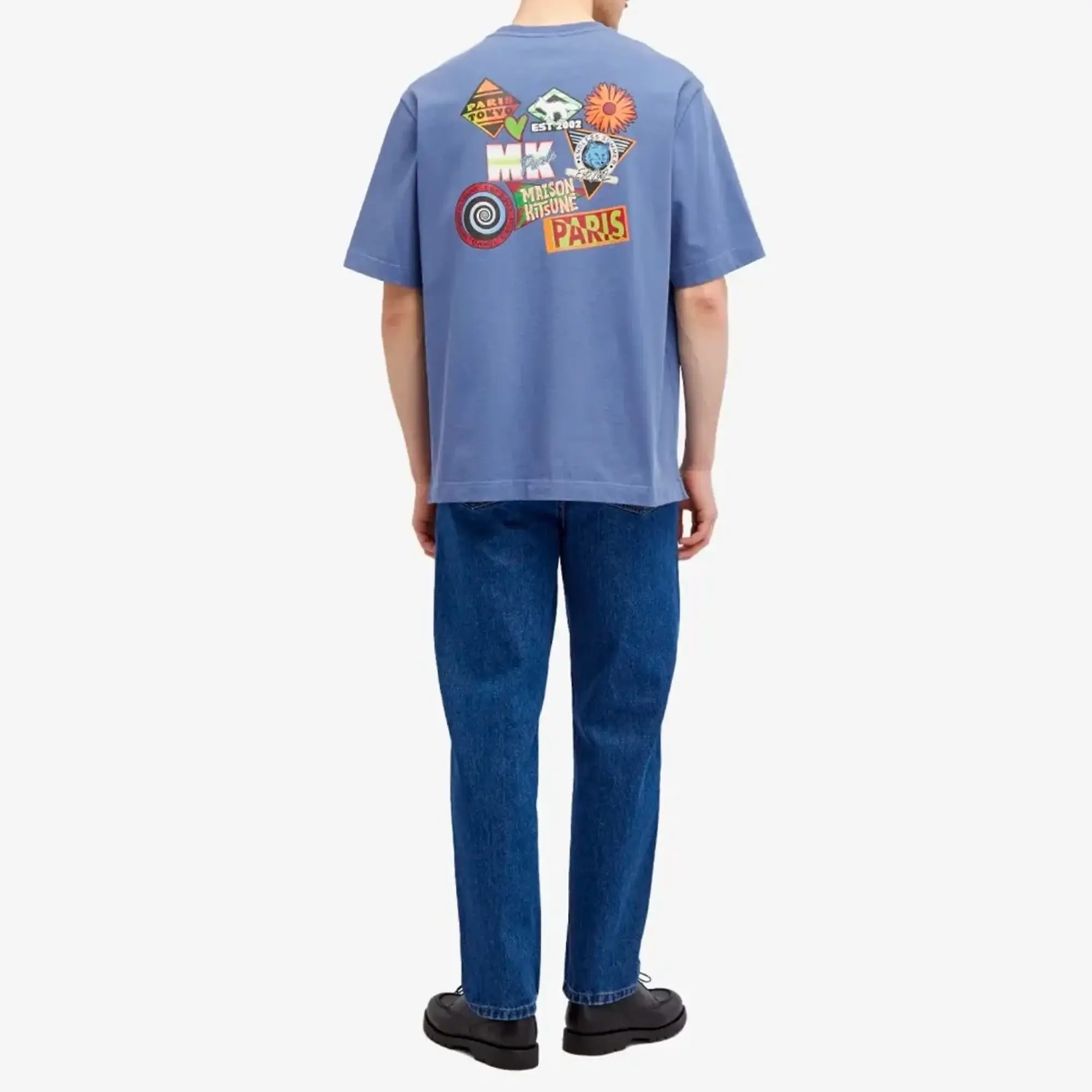 Maison Kitsuné Men's Surf Collage T-Shirt Storm Blue