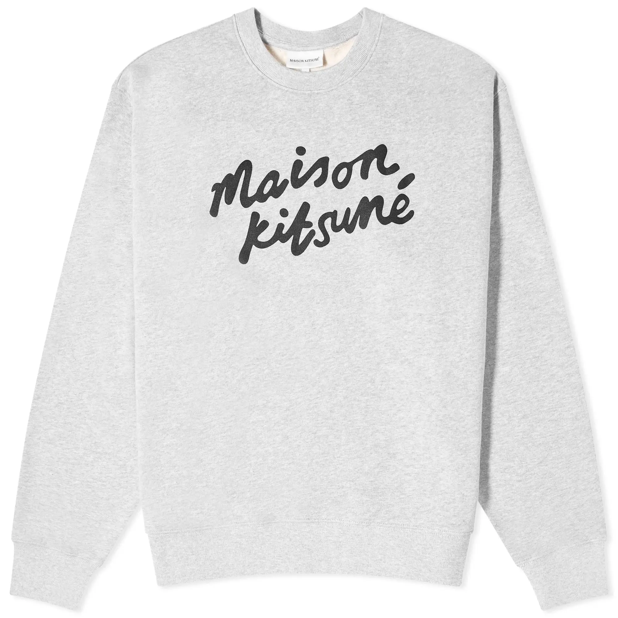 Maison Kitsuné Men's Handwriting Comfort Crew Sweat Light Grey Melange