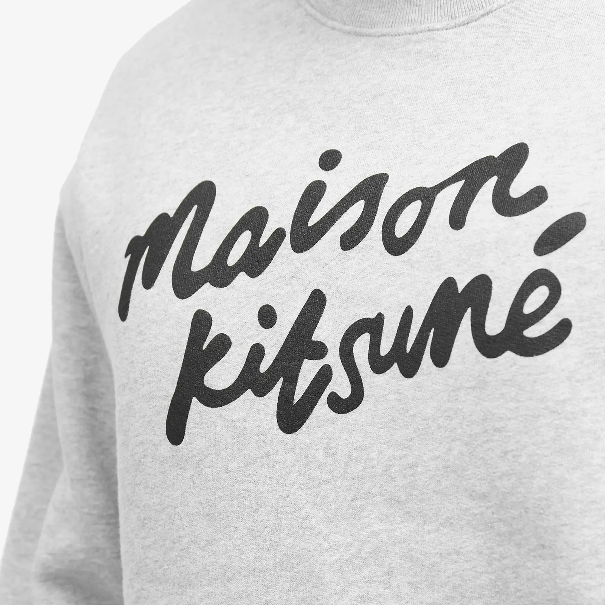 Maison Kitsuné Men's Handwriting Comfort Crew Sweat Light Grey Melange