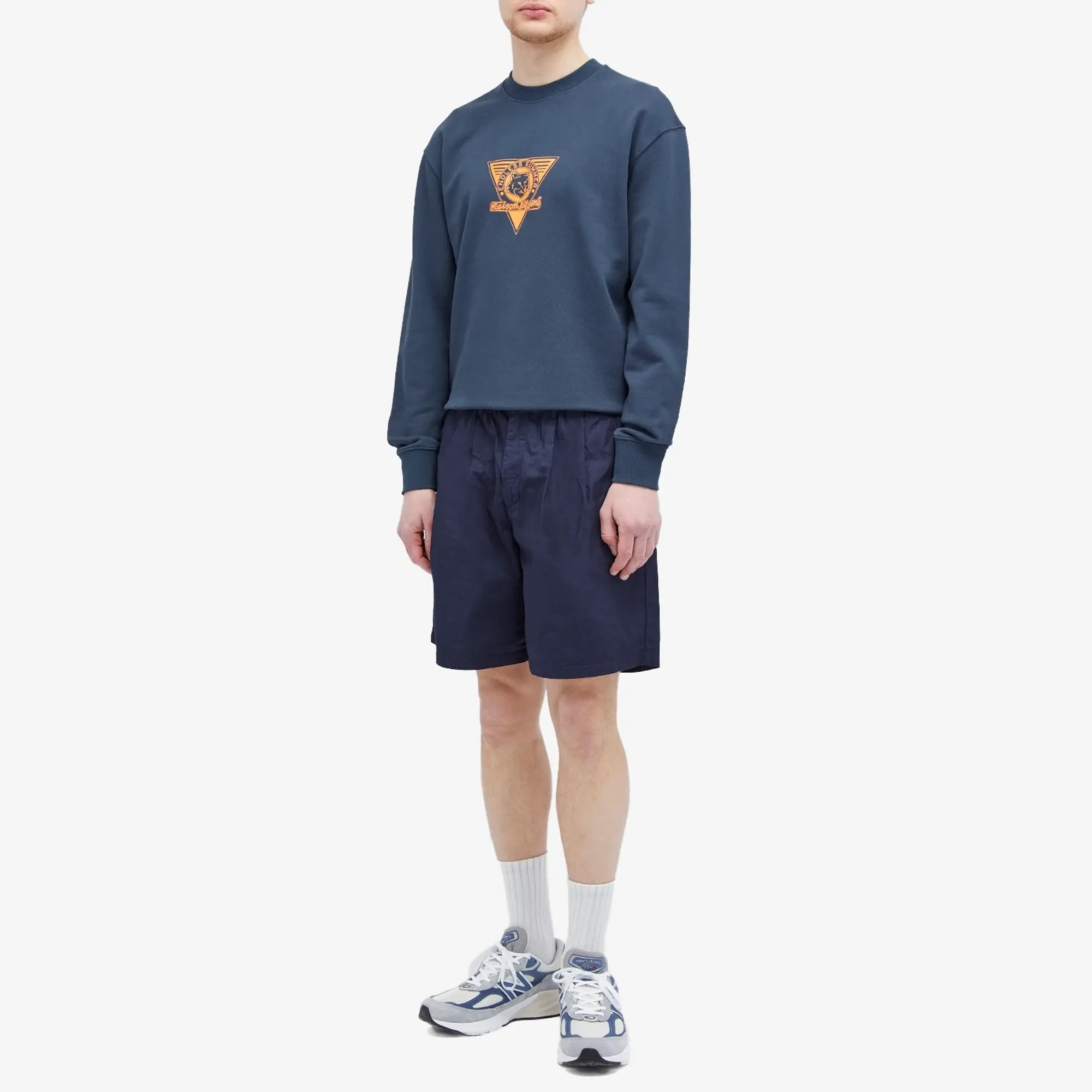 Maison Kitsuné Men's Endless Summer Fox Crew Sweat Deep Navy