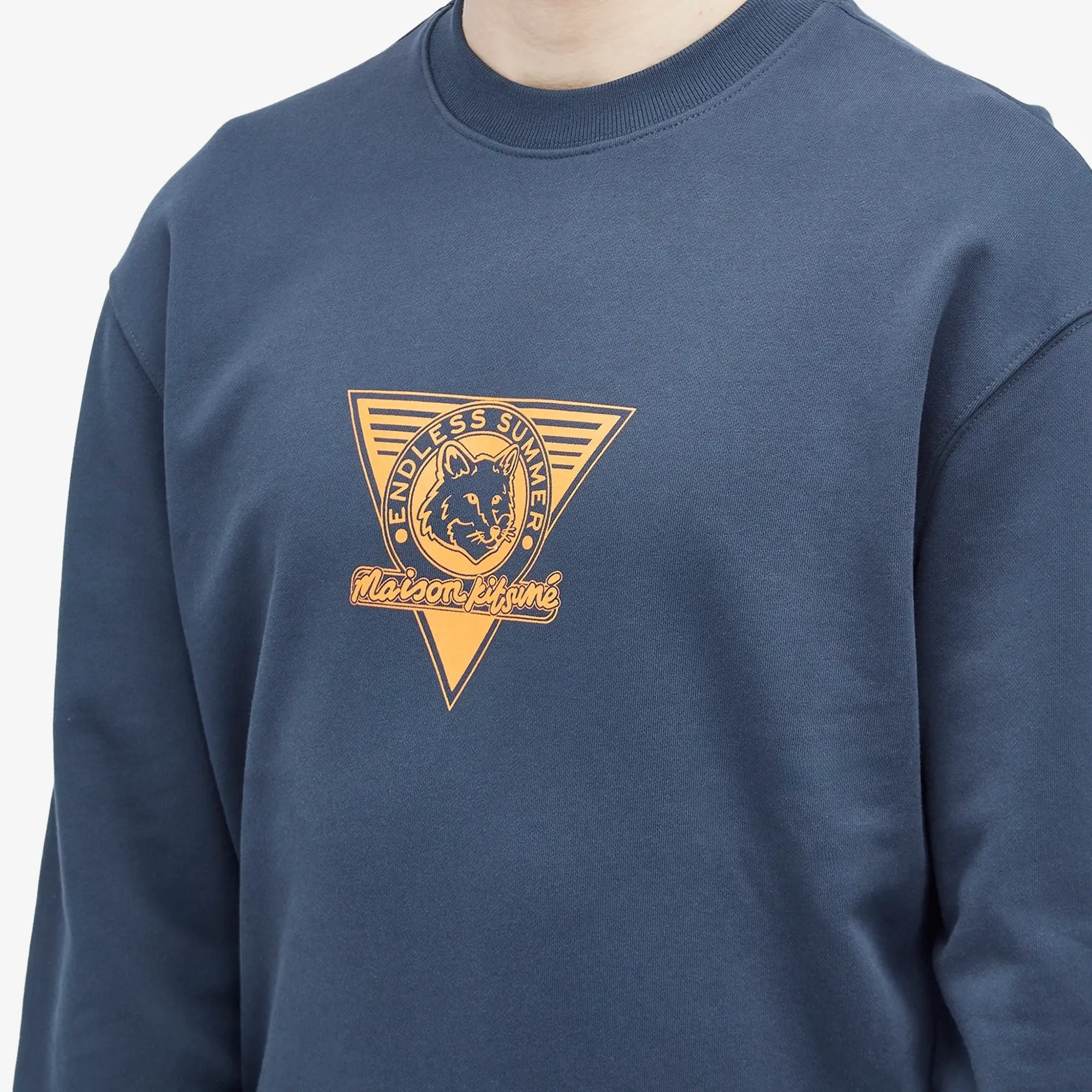 Maison Kitsuné Men's Endless Summer Fox Crew Sweat Deep Navy