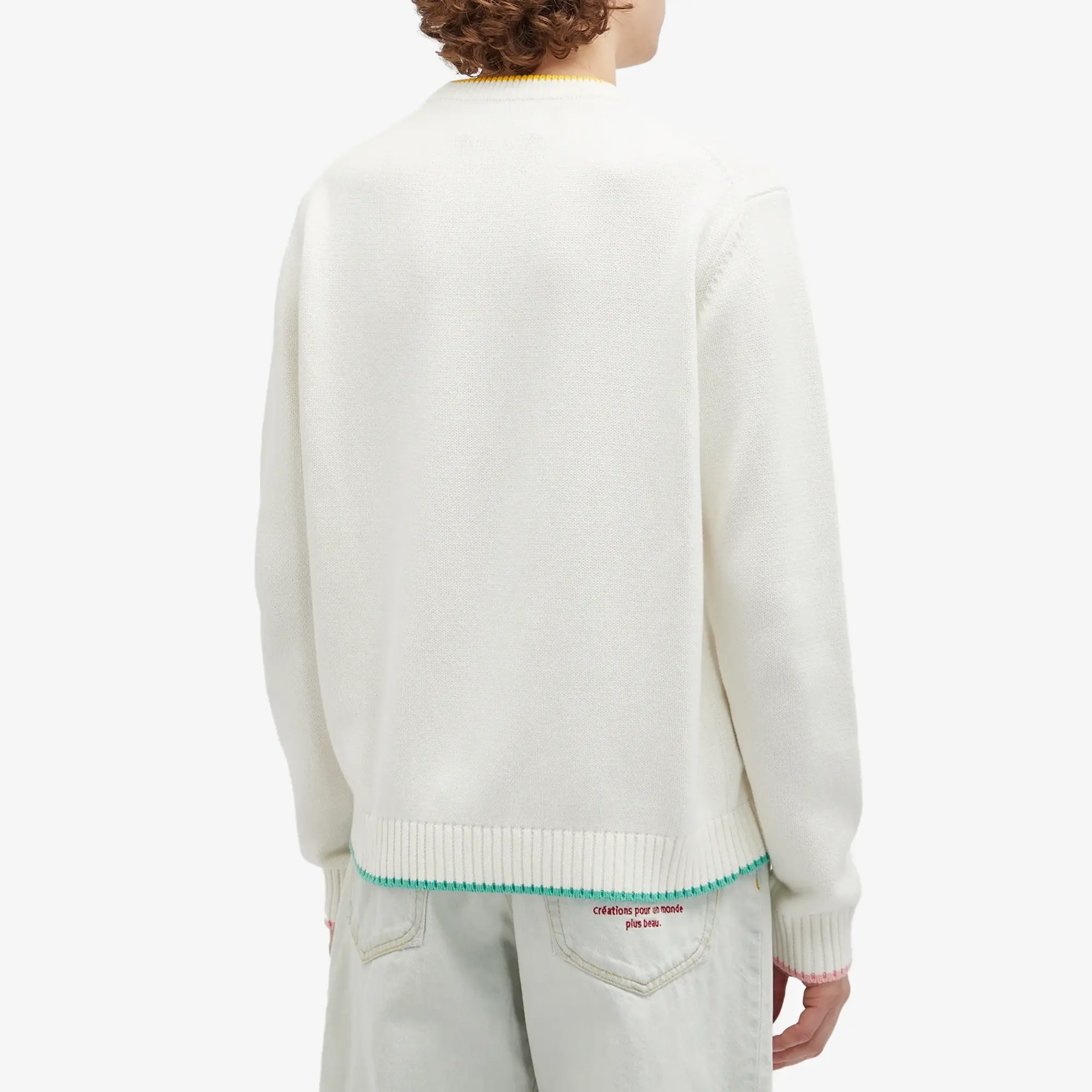 Casablanca Men's Pastel Court Embroidered Jumper Off-White