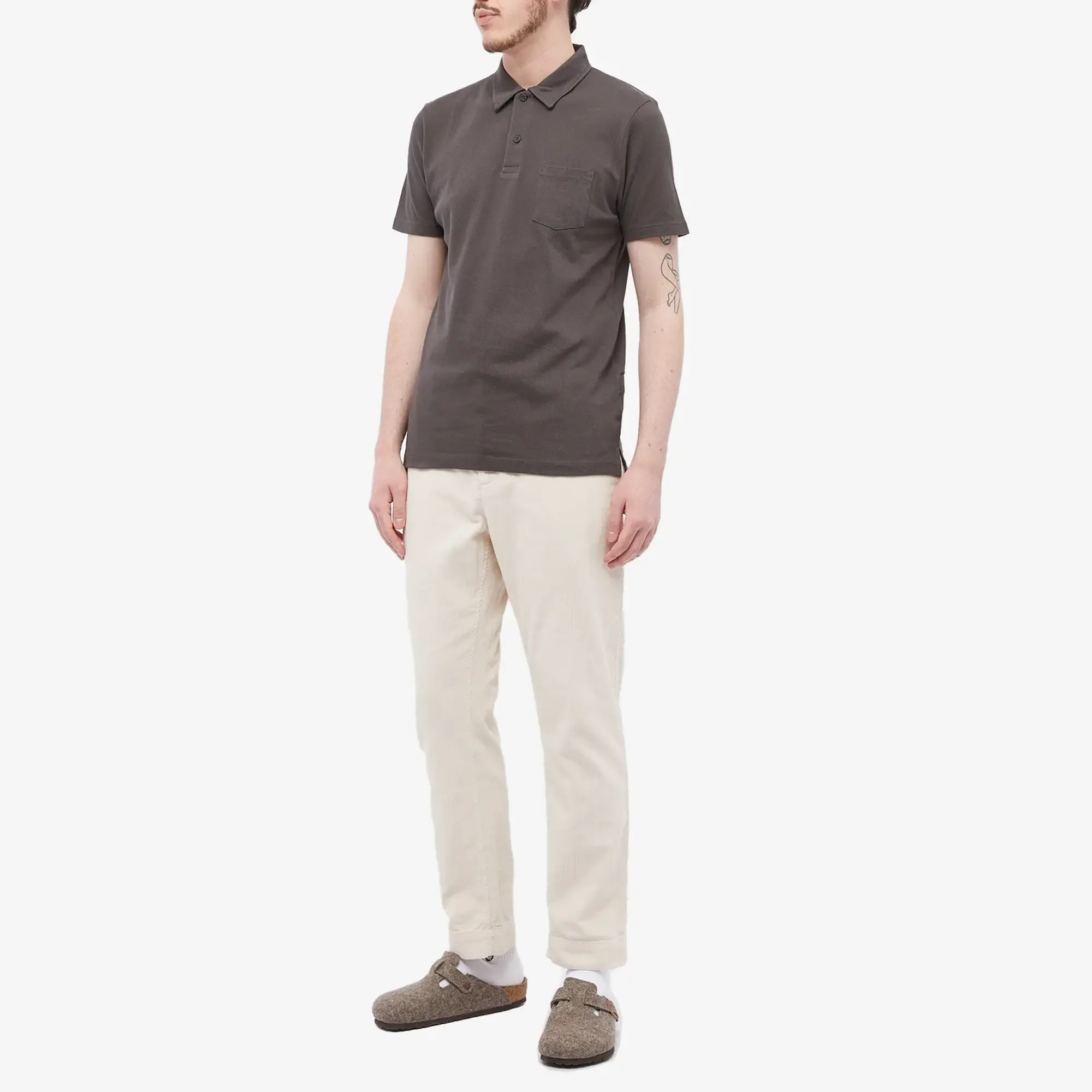 Sunspel Men's Riviera Polo Charcoal