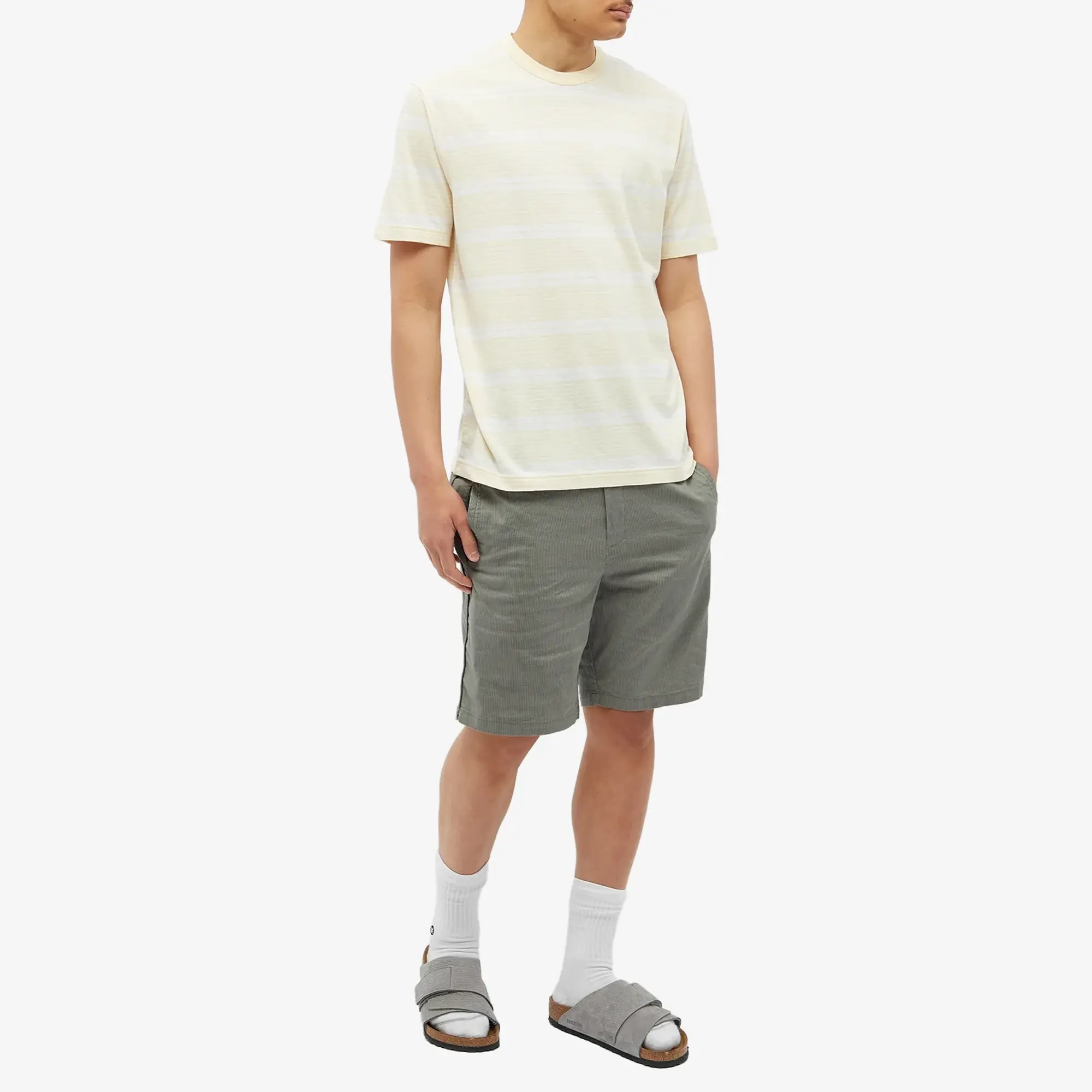 Norse Projects Men's Johannes Sunbleached Stripe T-Shirt Sunwashed Yellow