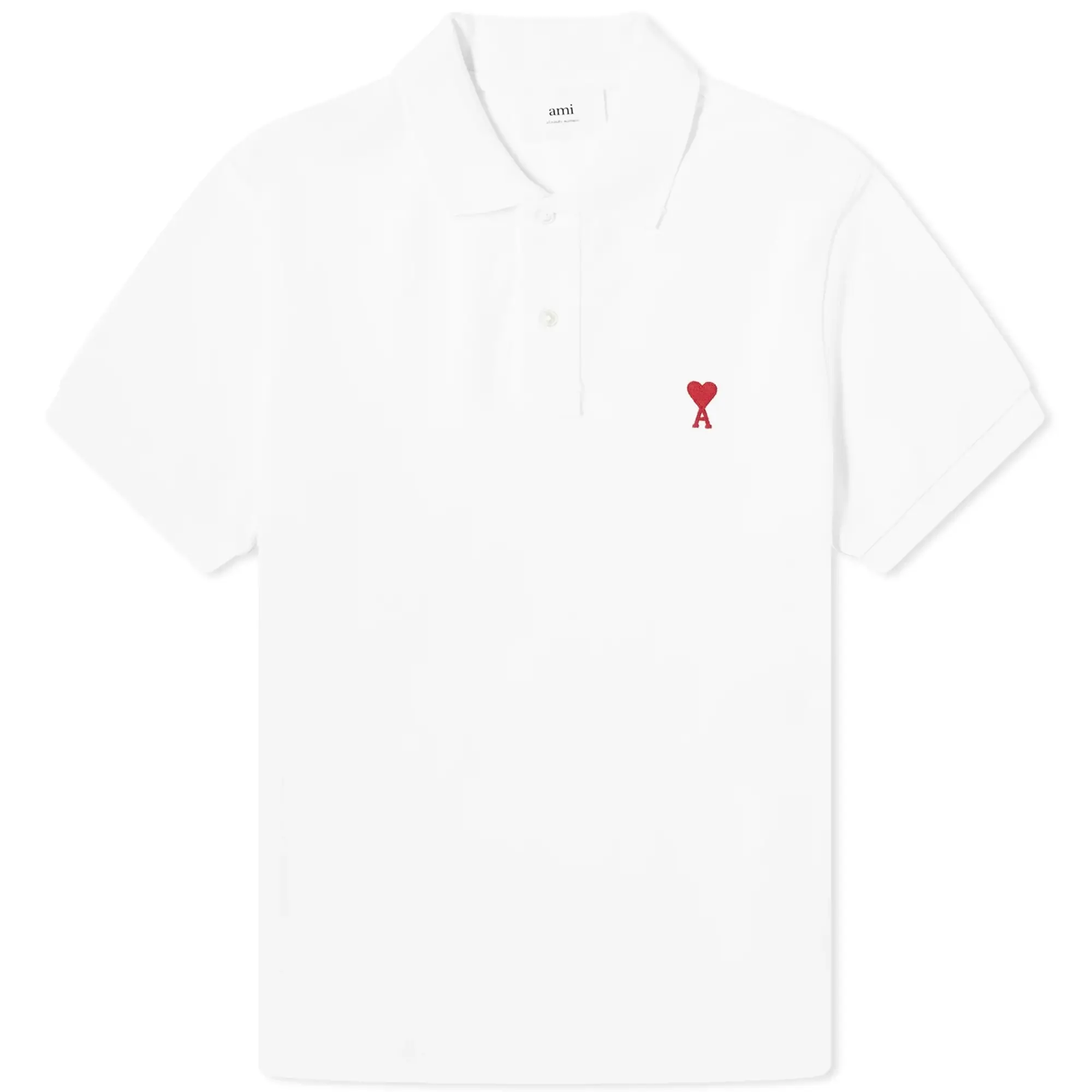 AMI Paris Men's Small A Heart Polo White