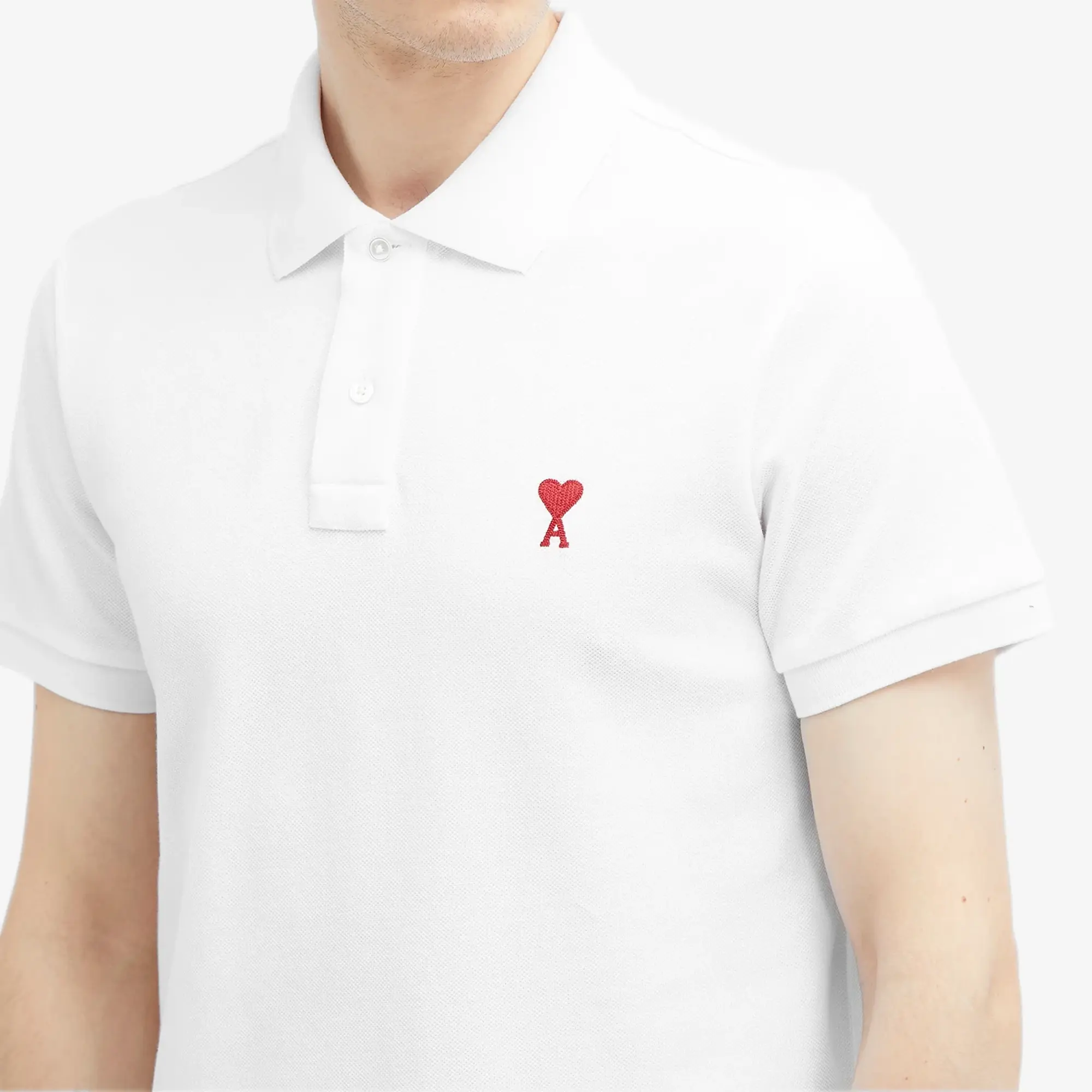 AMI Paris Men's Small A Heart Polo White