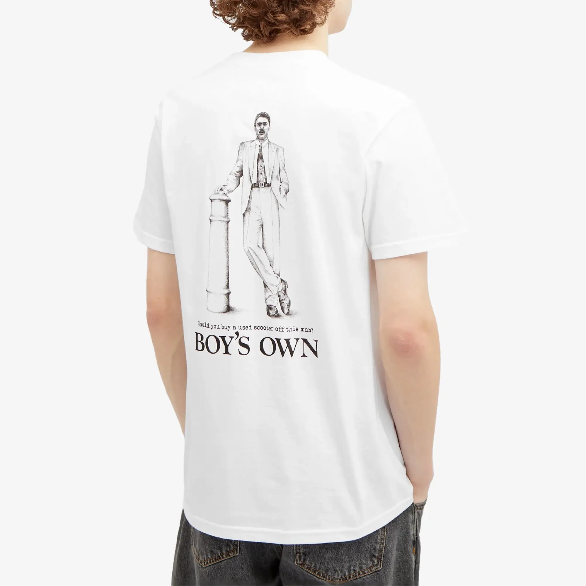Boys Own Men's Would You Buy A  Scooter Print T-Shirt White
