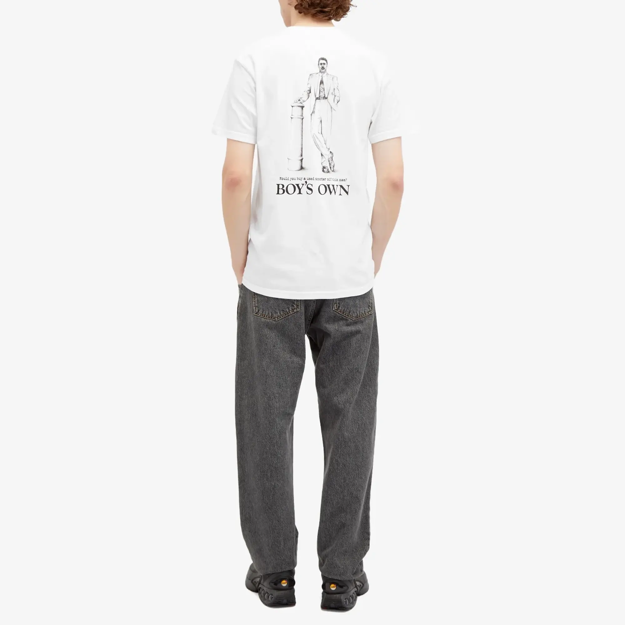 Boys Own Men's Would You Buy A  Scooter Print T-Shirt White