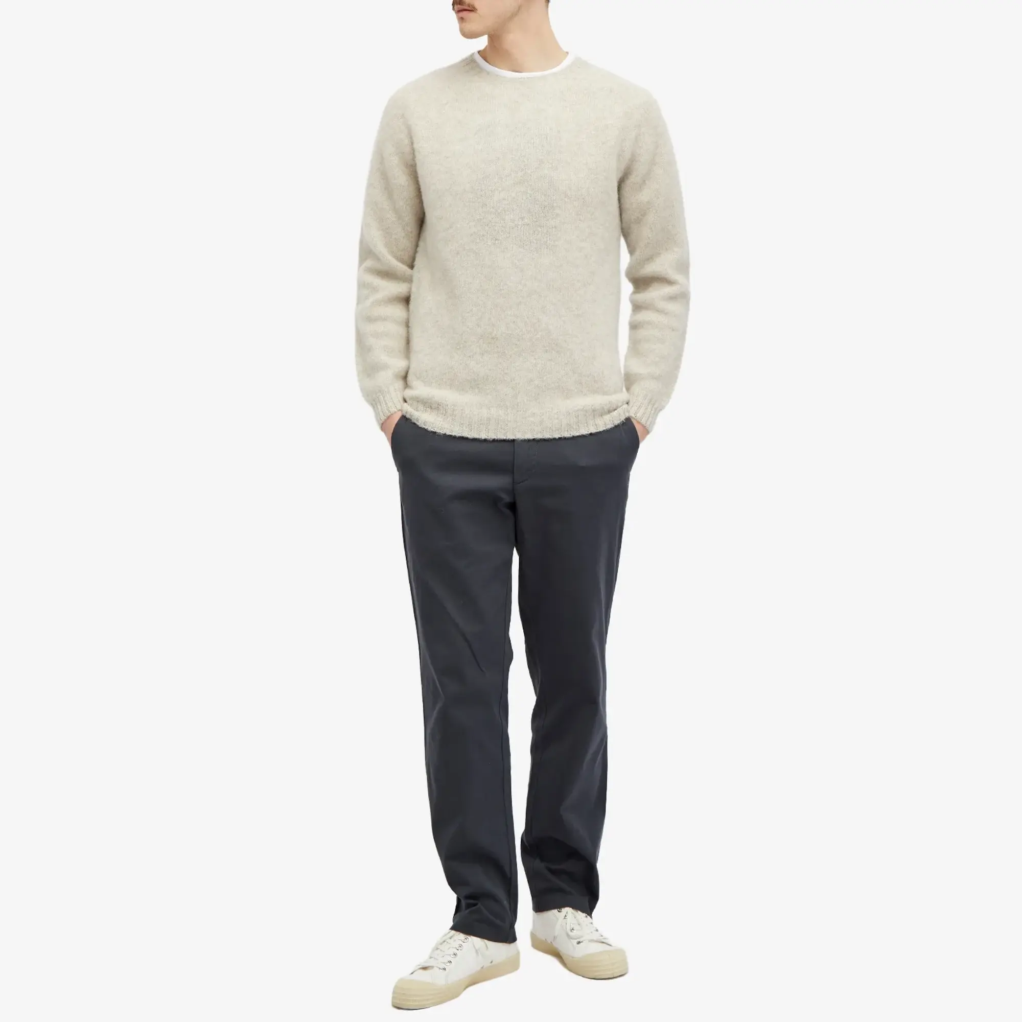 Norse Projects Men's Birnir Brushed Lambswool Crew Jumper Oatmeal