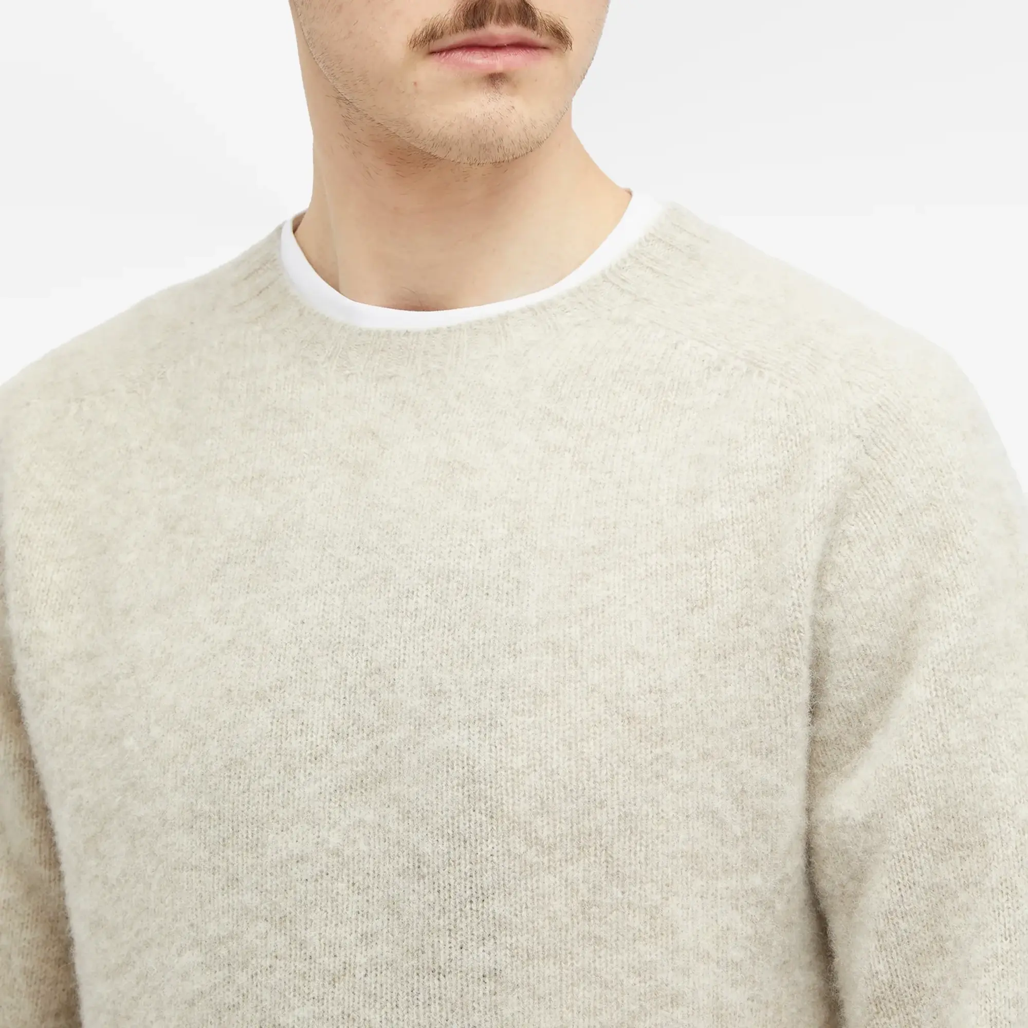 Norse Projects Men's Birnir Brushed Lambswool Crew Jumper Oatmeal