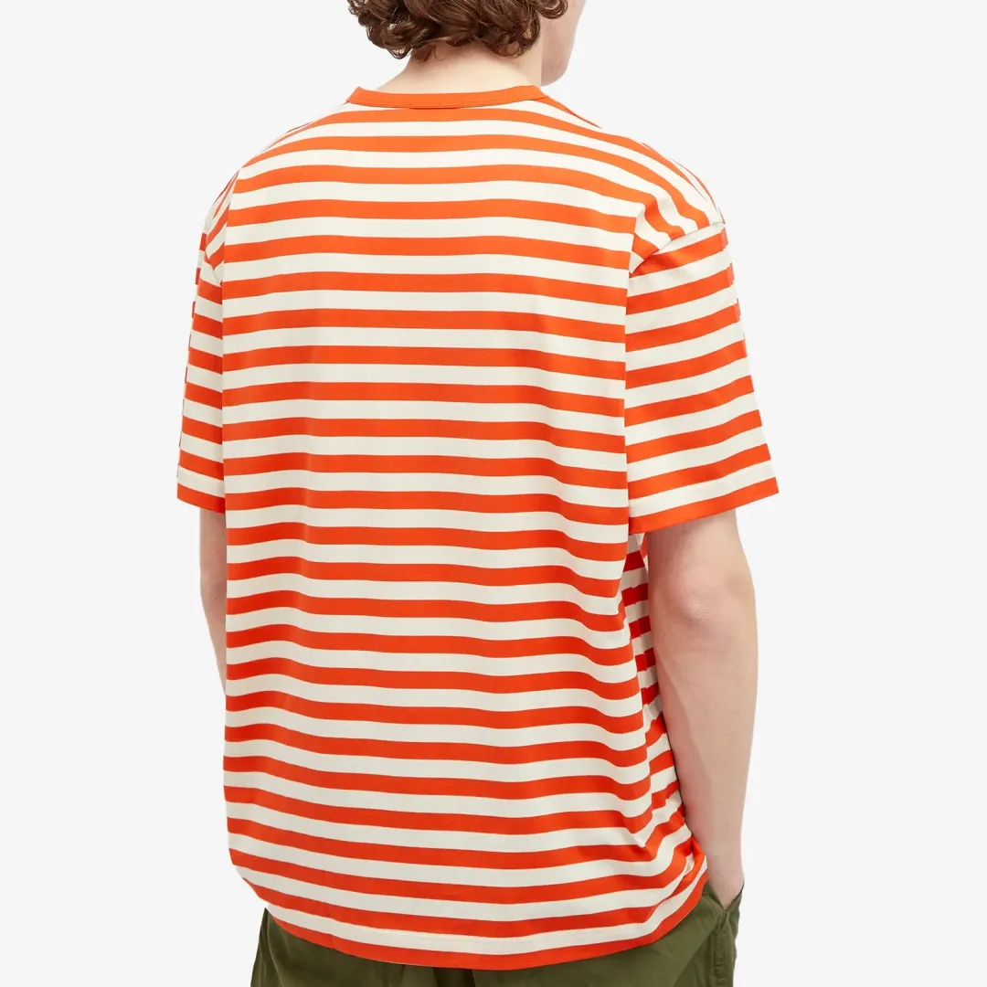 Sunspel Men's x Nigel Cabourn Stripe Pocket T-shirt Orange/Stone